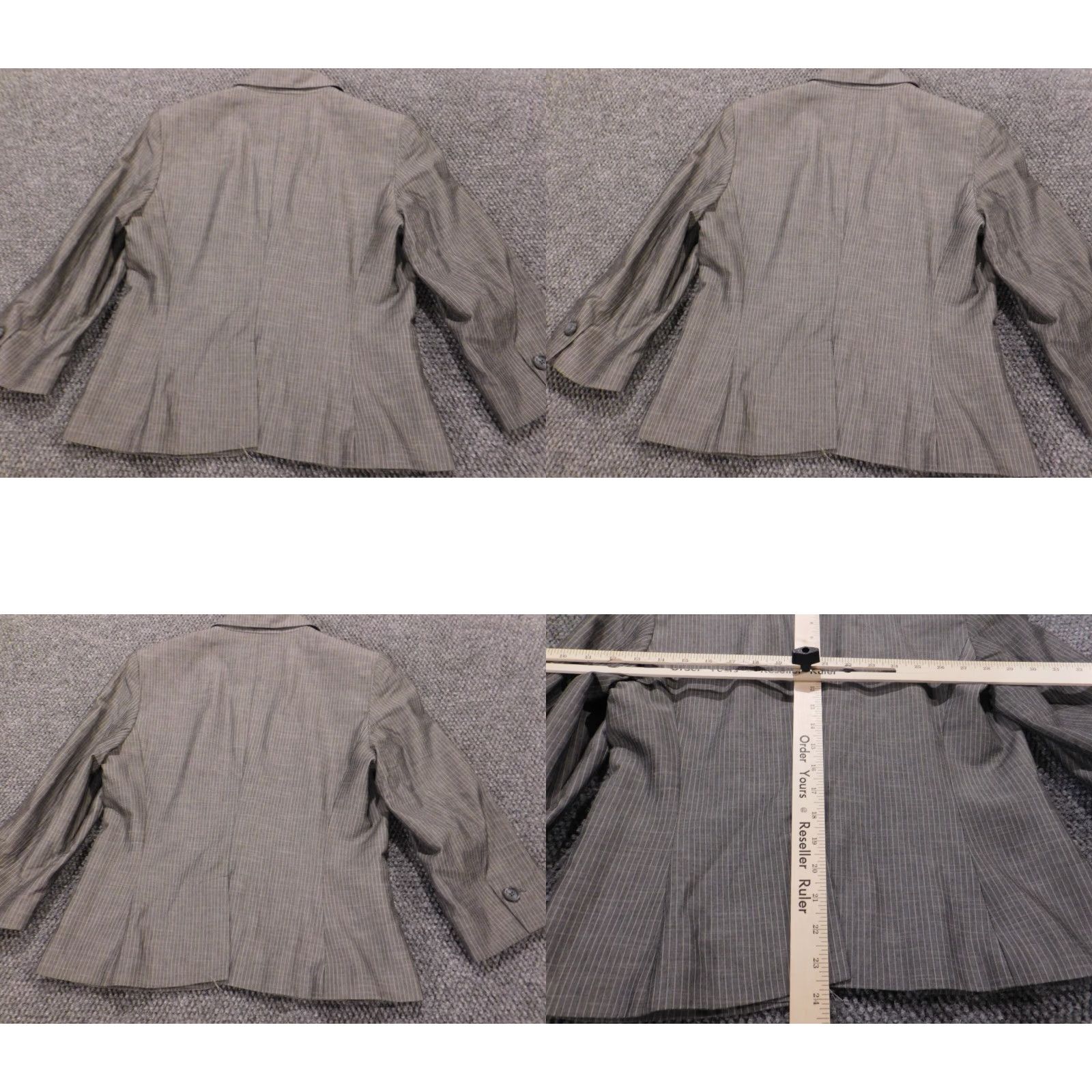 Ann Taylor Ann Taylor Loft Womens Blazer M Gray Striped Short Sleeve Knit Cotton Button Pockets Casual Modern - Size M / US 6-8 / IT 42-44 - 8 Thumbnail
