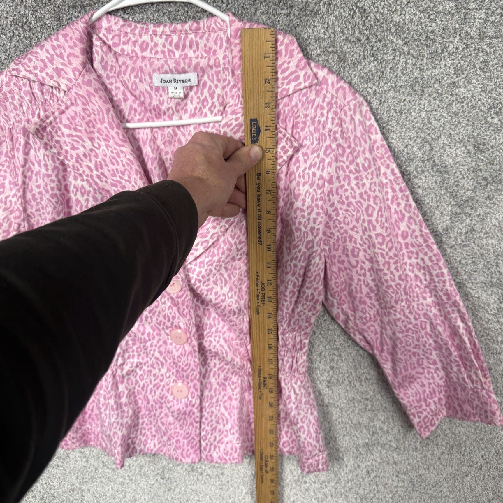 Vintage Joan Rivers Blazer Womens M Pink Leopard Collared 3/4 Sleeve Notch Lapel Button Front Vintage No Size M / US 6-8 / IT 42-44 - 2 Thumbnail