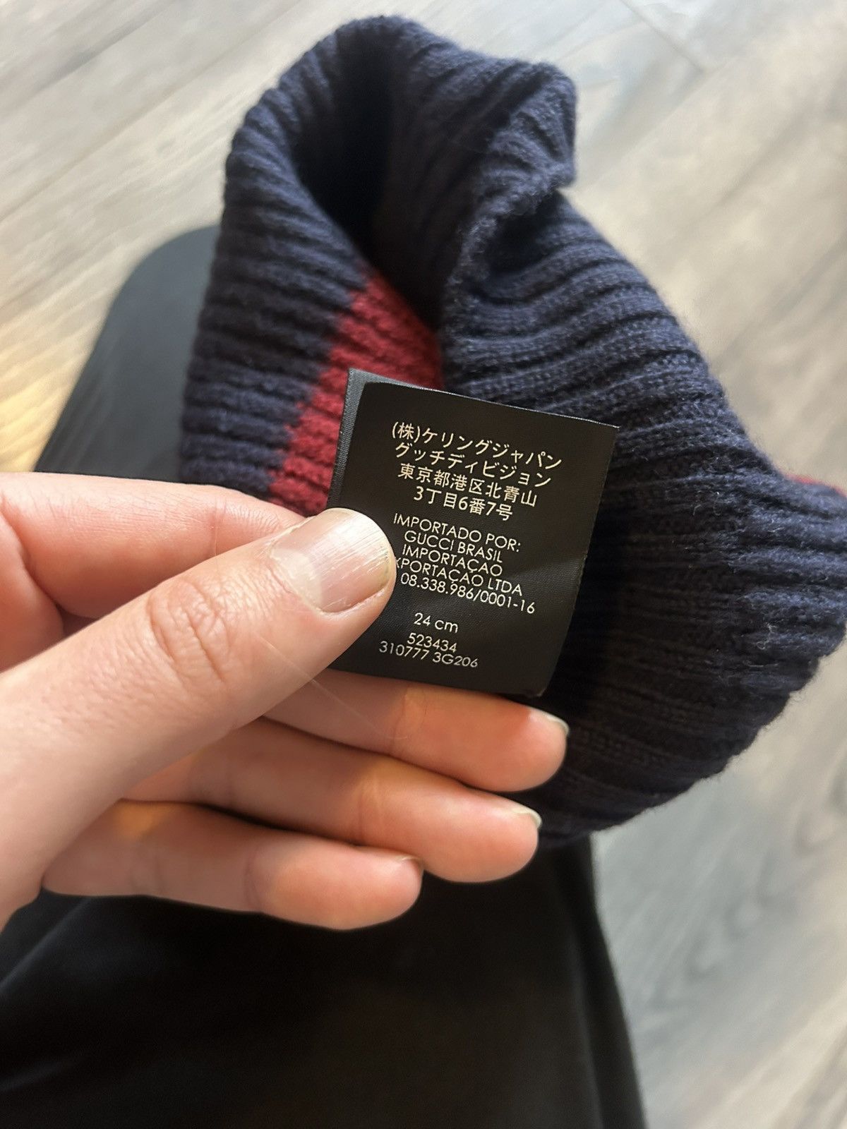 Gucci Gucci Ribbed Wool Beanie in Red and Navy Stripe Size ONE SIZE - 6 Thumbnail