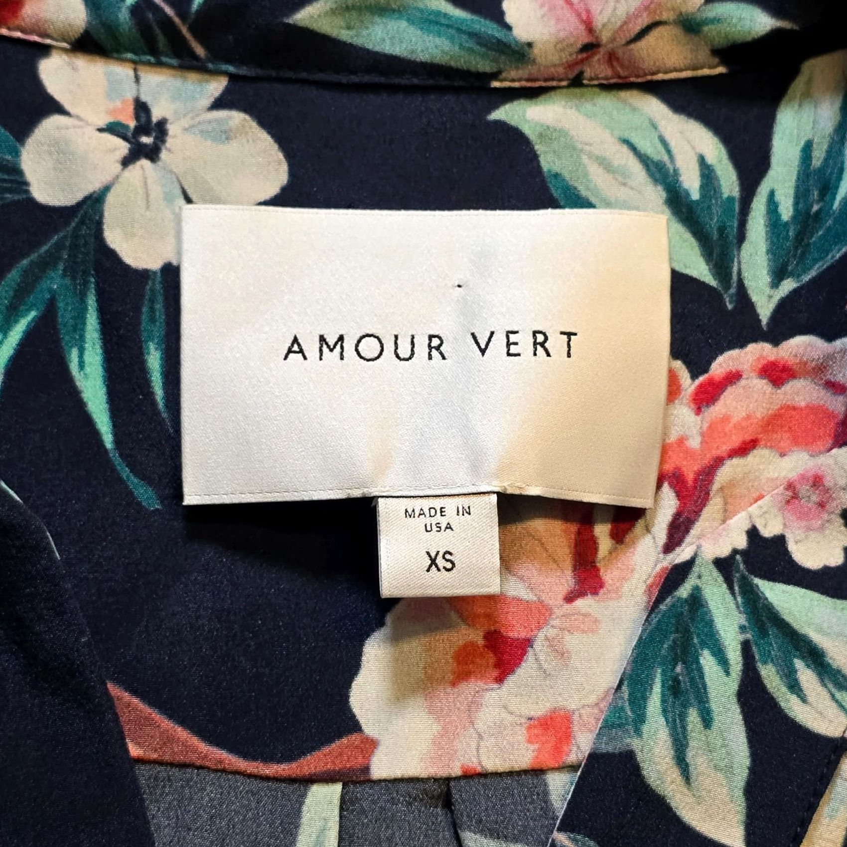 Vintage Amour Vert Top Blouse Womens XS Blue Floral Silk Popover Long Sleeve Casual Career Size XS / US 0-2 / IT 36-38 - 4 Thumbnail