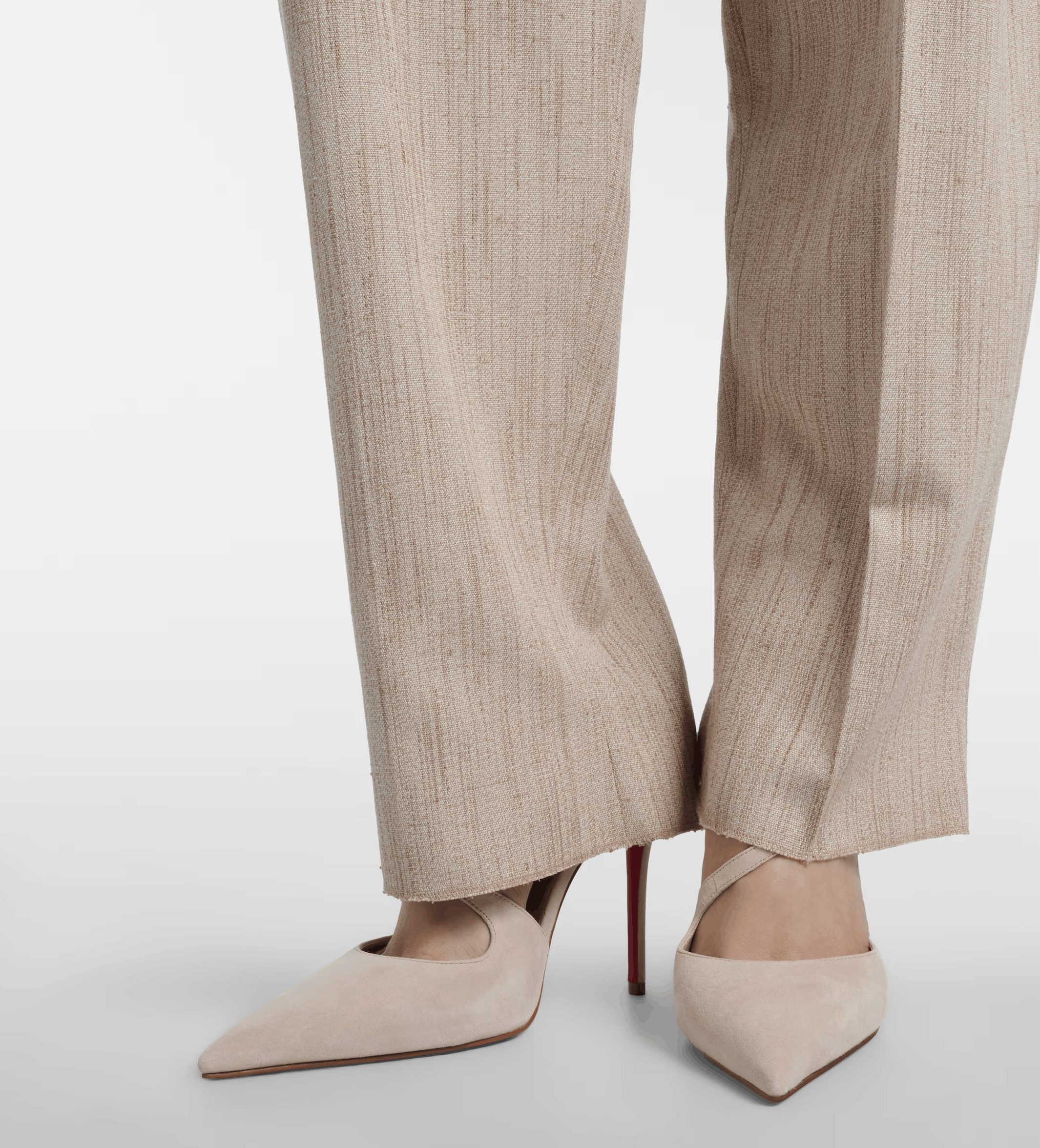 Christian Louboutin Miss Ziggyta 100 Pearl Beige Suede Strap Heel Pump 39.5 Size US 9.5 / IT 39.5 - 9 Thumbnail