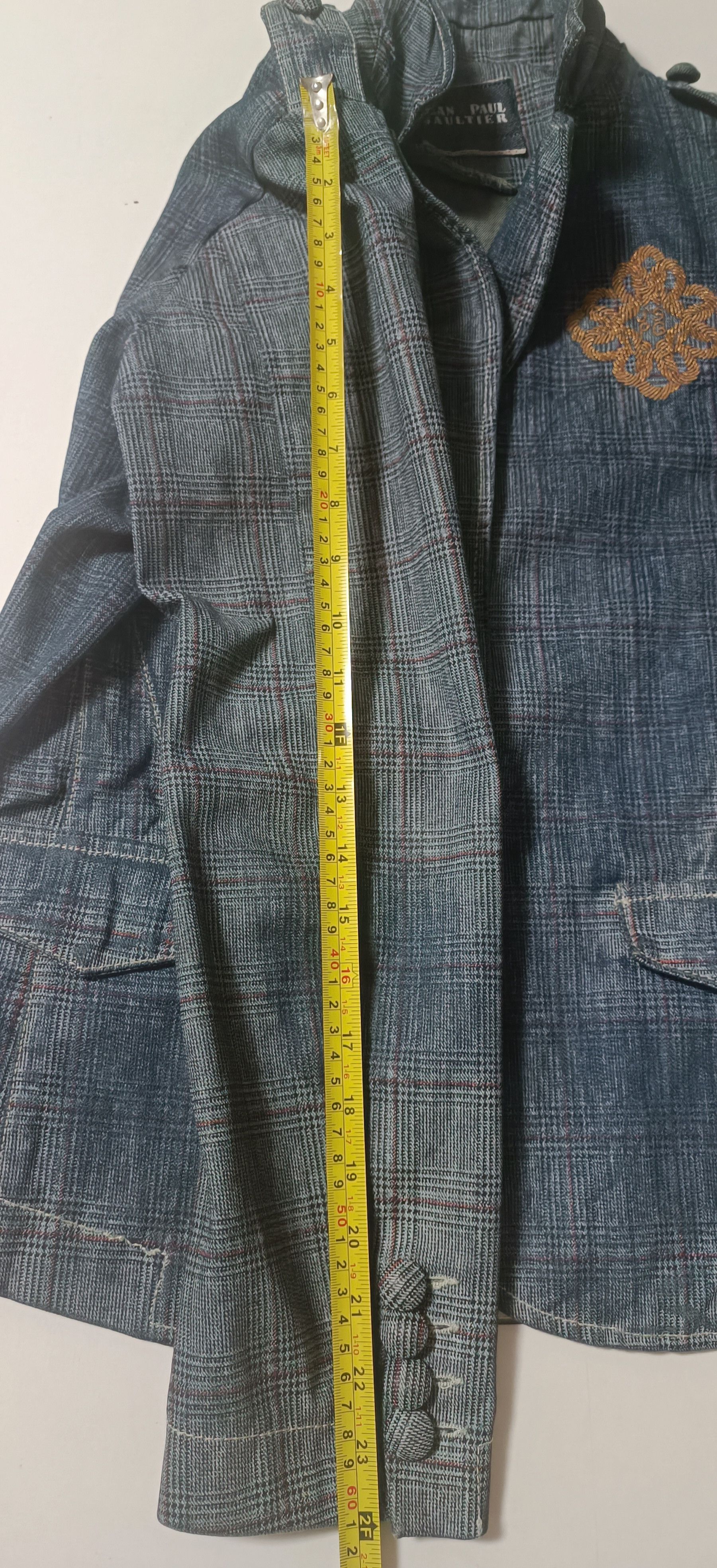 Jean Paul Gaultier Blue denim jacket with tartan print Size L / US 10 / IT 46 - 23 Thumbnail