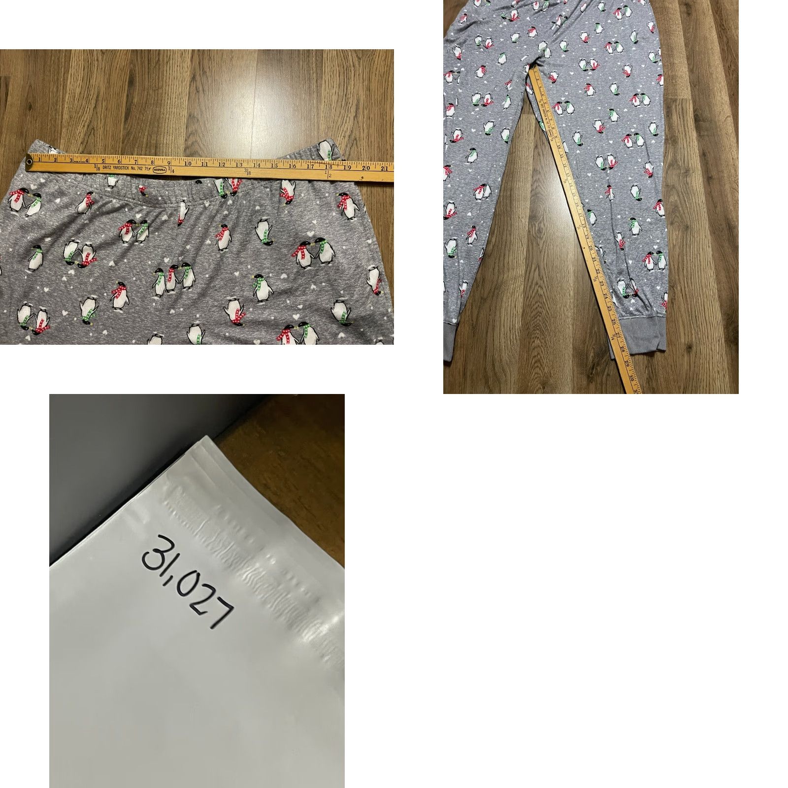 Vintage Joyspun Pajama Pants, Women's Plus 2X, Gray, Penguins, Pull On, Pajama Pants, Plus Size Women, 2X Size 40" / US 18 - 8 Thumbnail