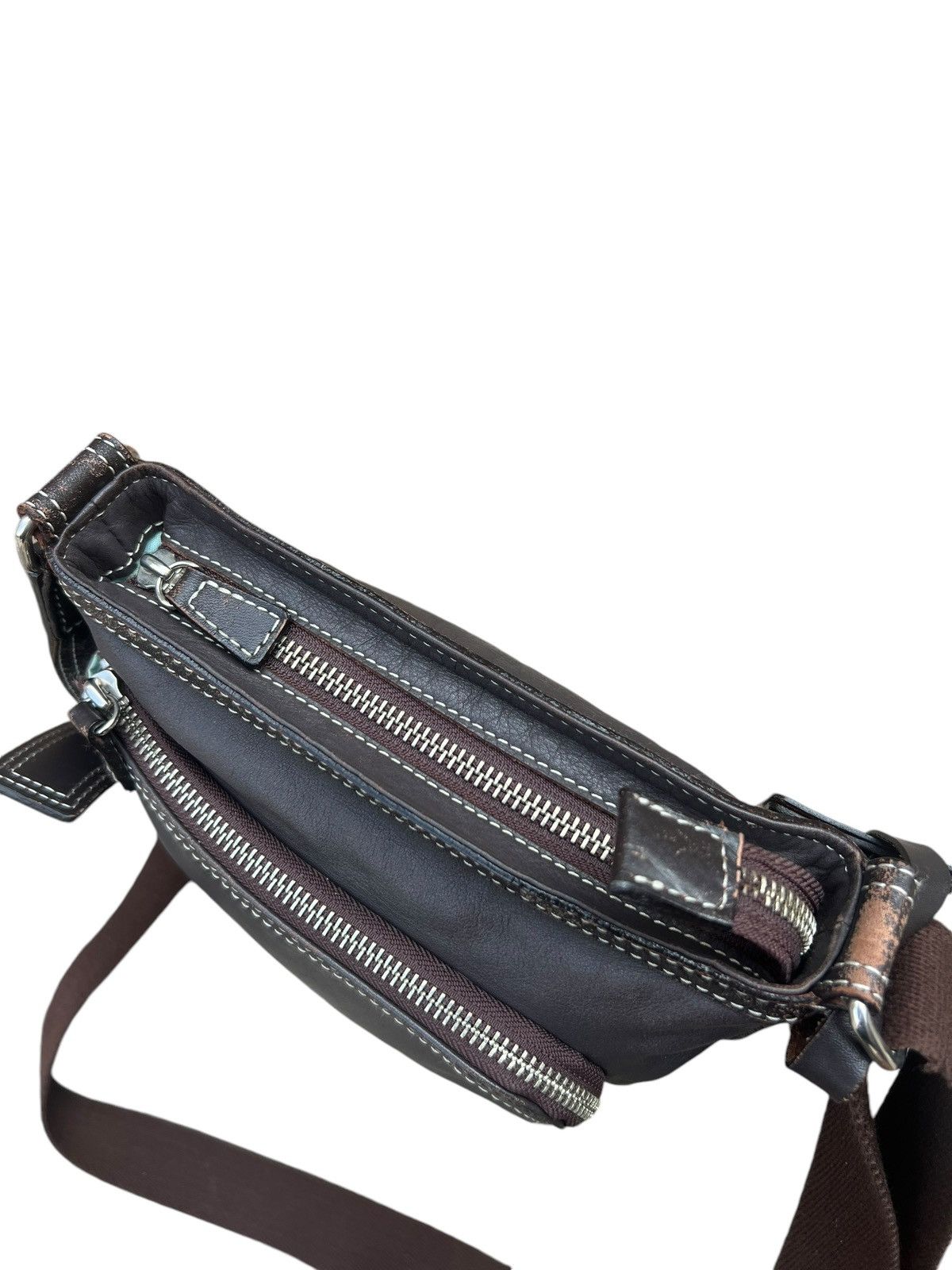 Leather Vintage Kitamura Japan Faded Patina Leather Sling Bag Size ONE SIZE - 20 Thumbnail