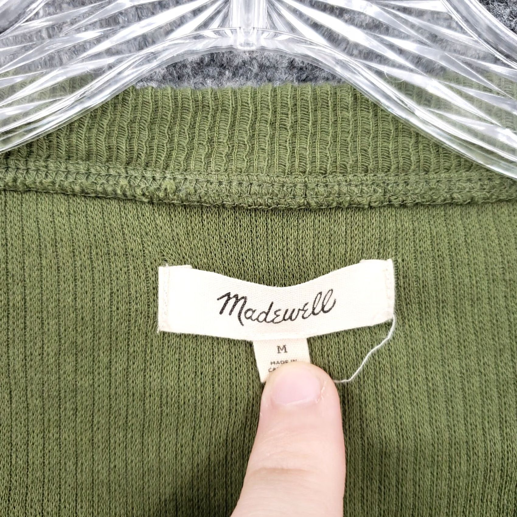 Madewell Madewell Sweater Womens M Green Asymmetric Hem Long Sleeve Ribbed Knit Size M / US 6-8 / IT 42-44 - 5 Thumbnail