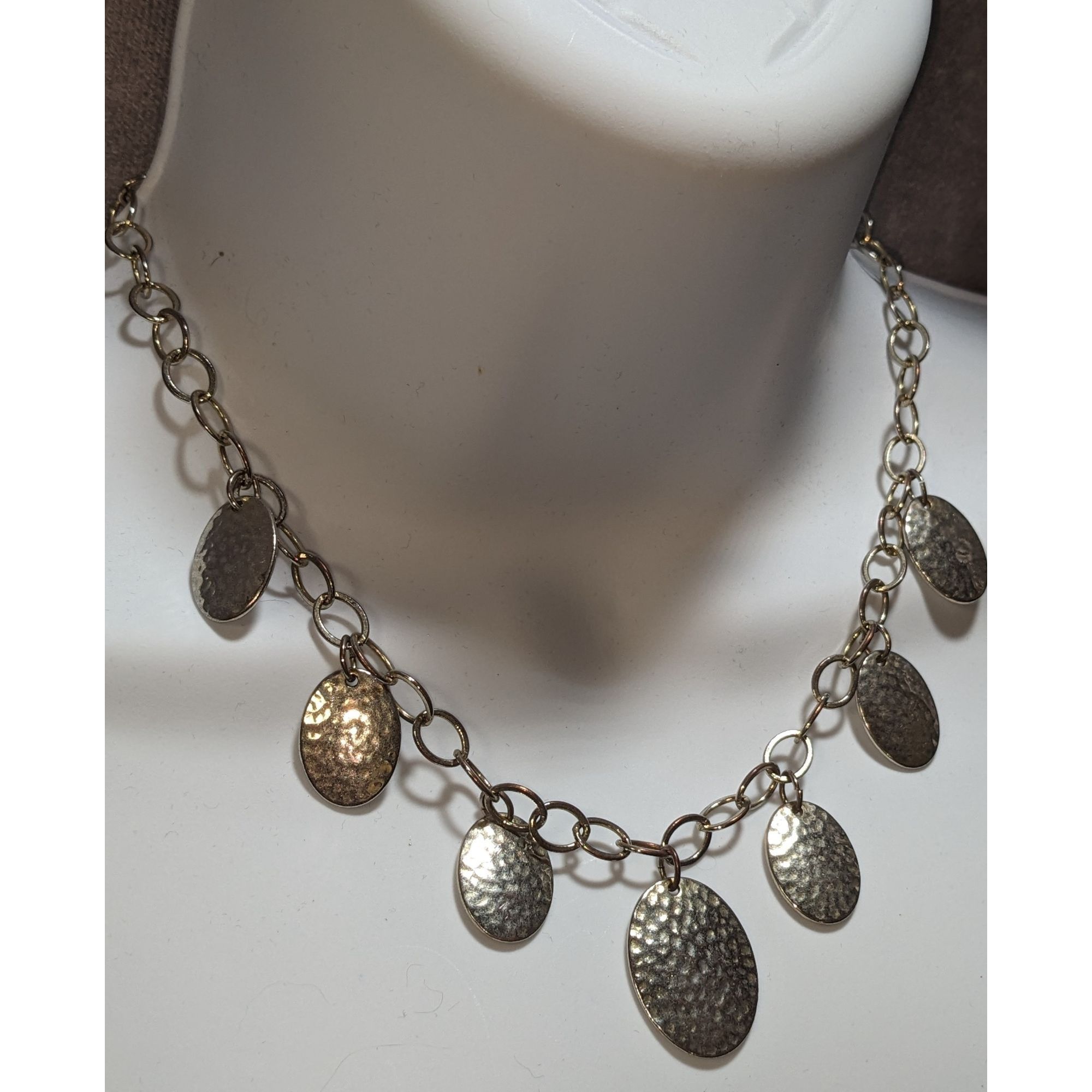 Other Hammered Metal Oval Charm Necklace Size ONE SIZE - 4 Thumbnail