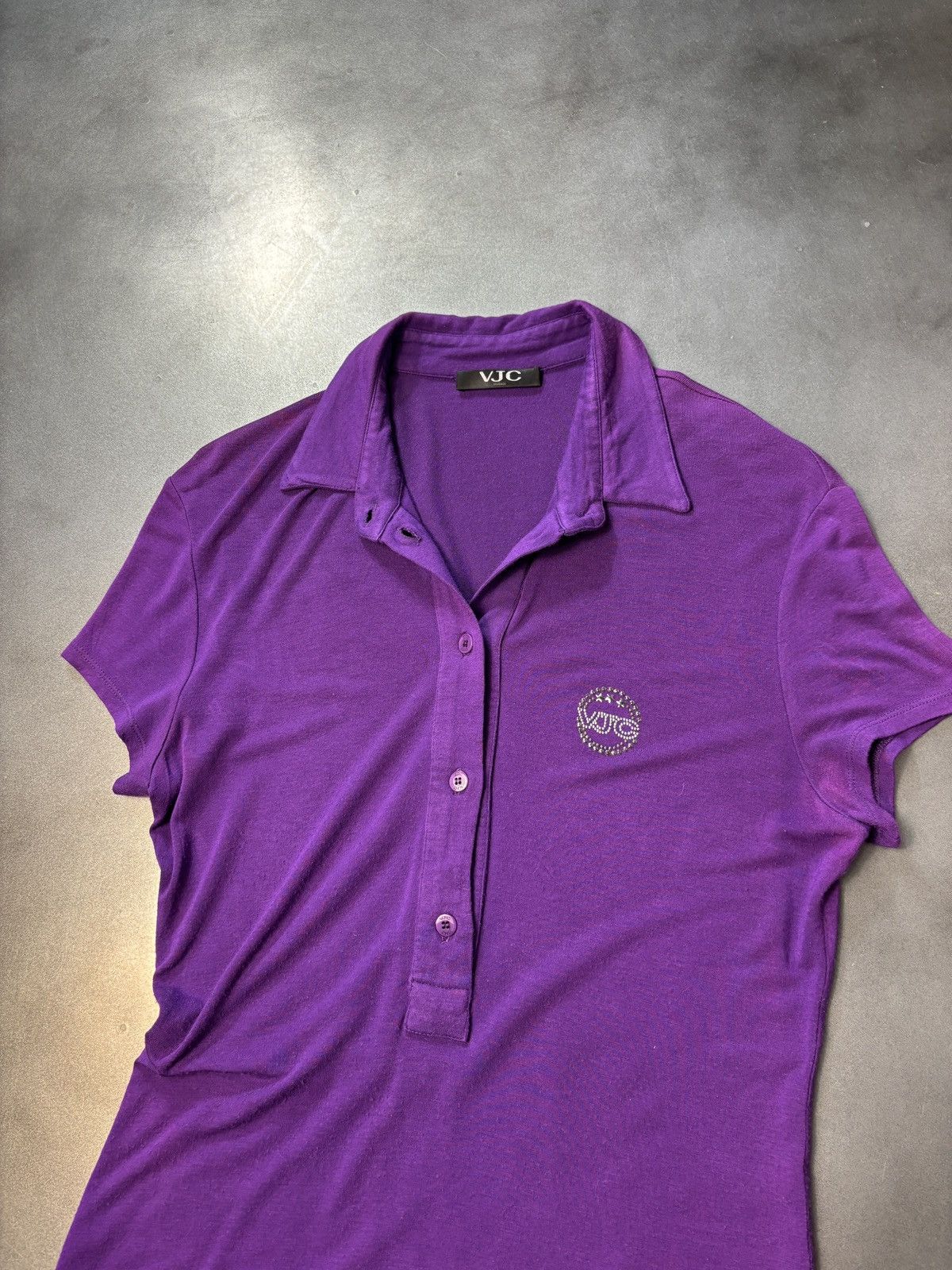Versace × Versace Jeans Couture × Vintage Vintage Versace Jeans Couture Polo Shirt Y2K 2000s Half Butt Size S / US 4 / IT 40 - 3 Thumbnail