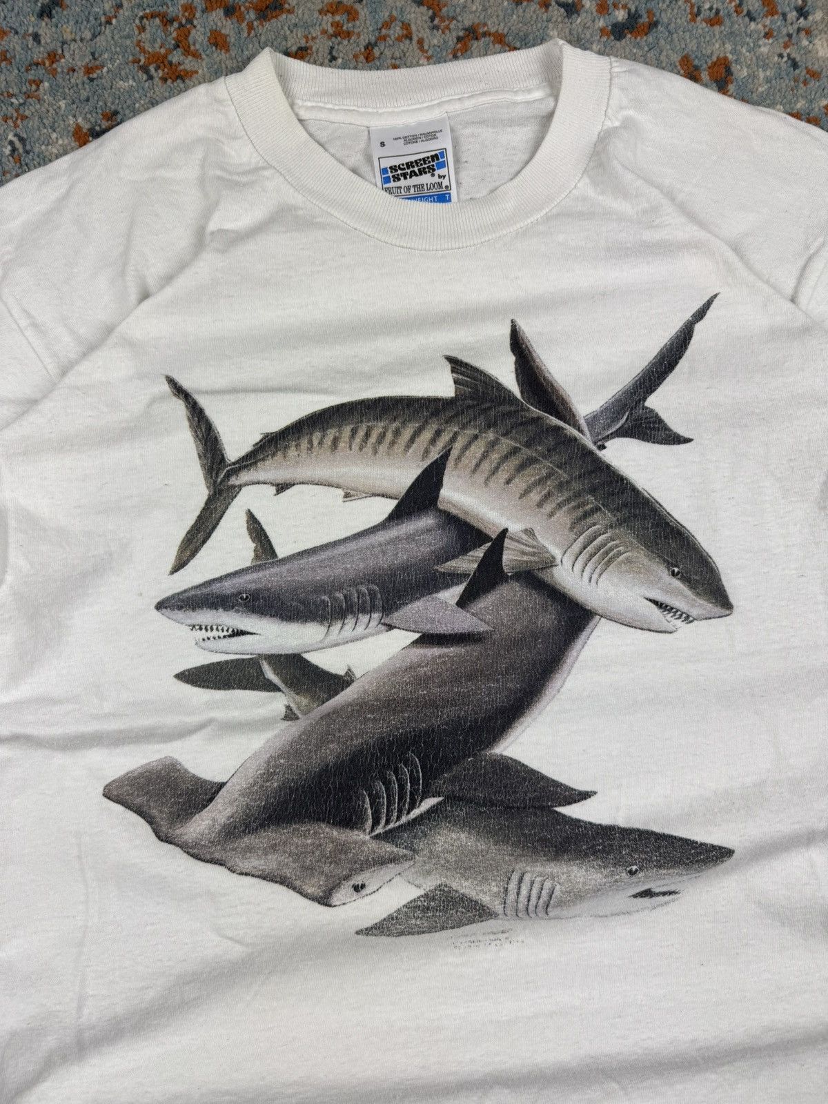 Vintage Vintage 90s Sharks marine life print animals graphic tee Size US S / EU 44-46 / 1 - 4 Thumbnail