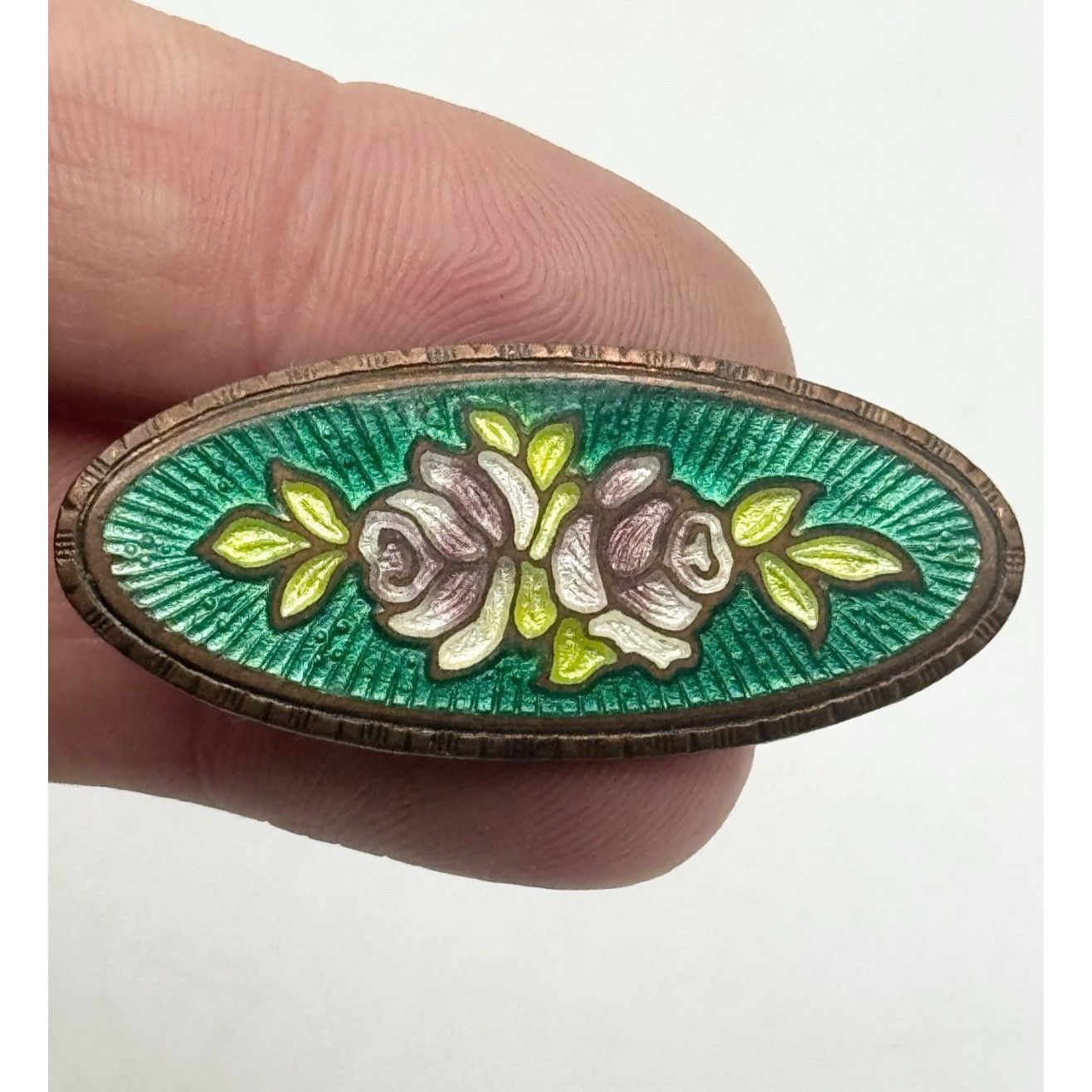 Vintage Estate Guilloche enamel floral flower brooch pin Size ONE SIZE - 1 Thumbnail