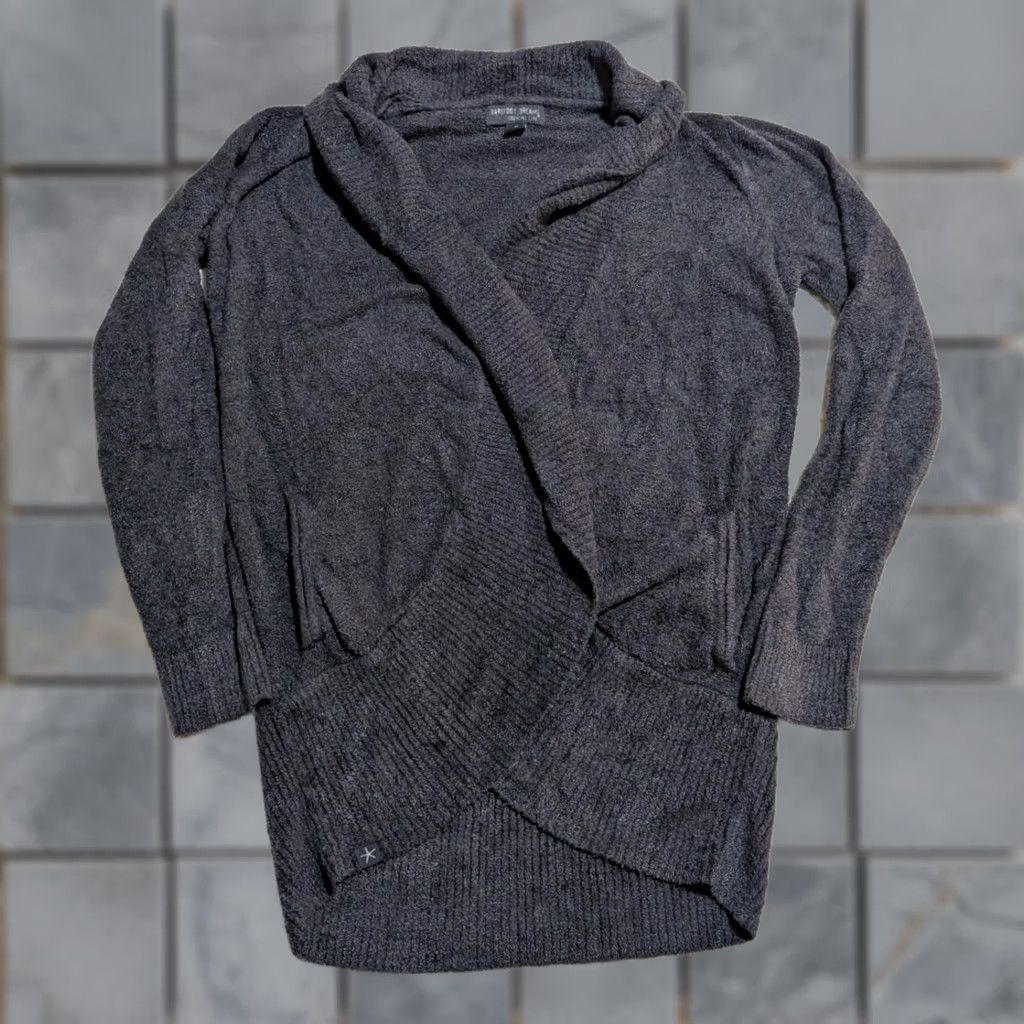Vintage Barefoot Dreams Sweater Cardigan Womens M Gray Hooded Knit Size M / US 6-8 / IT 42-44 - 1 Thumbnail