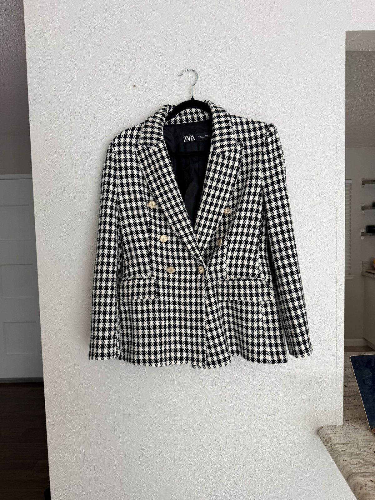 Zara Zara houndstooth double breasted blazer jacket M Size M / US 6-8 / IT 42-44 - 6 Thumbnail