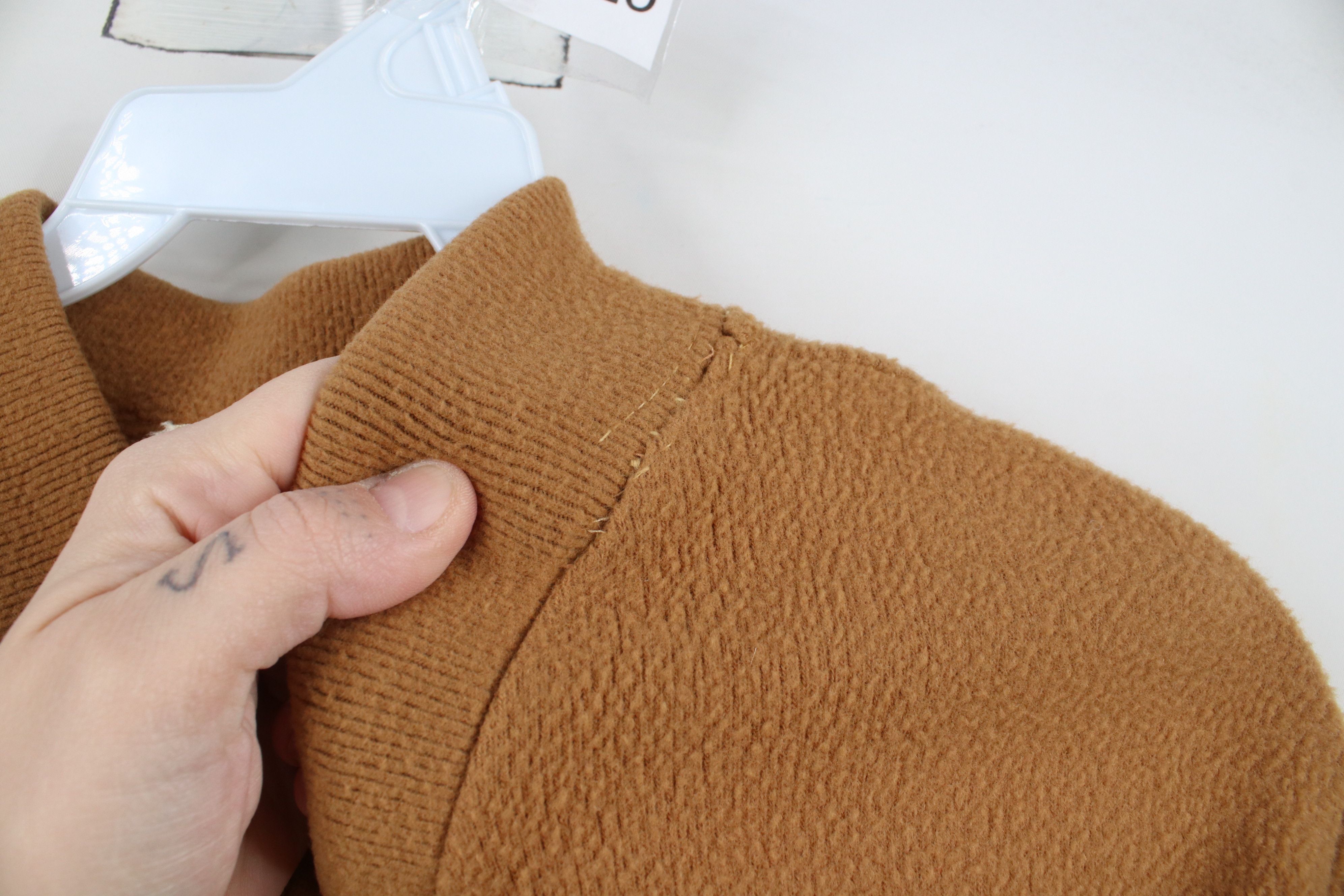 Vintage Vintage 70s Streetwear Blank Velour Fleece Sweater Brown Size S / US 4 / IT 40 - 4 Thumbnail