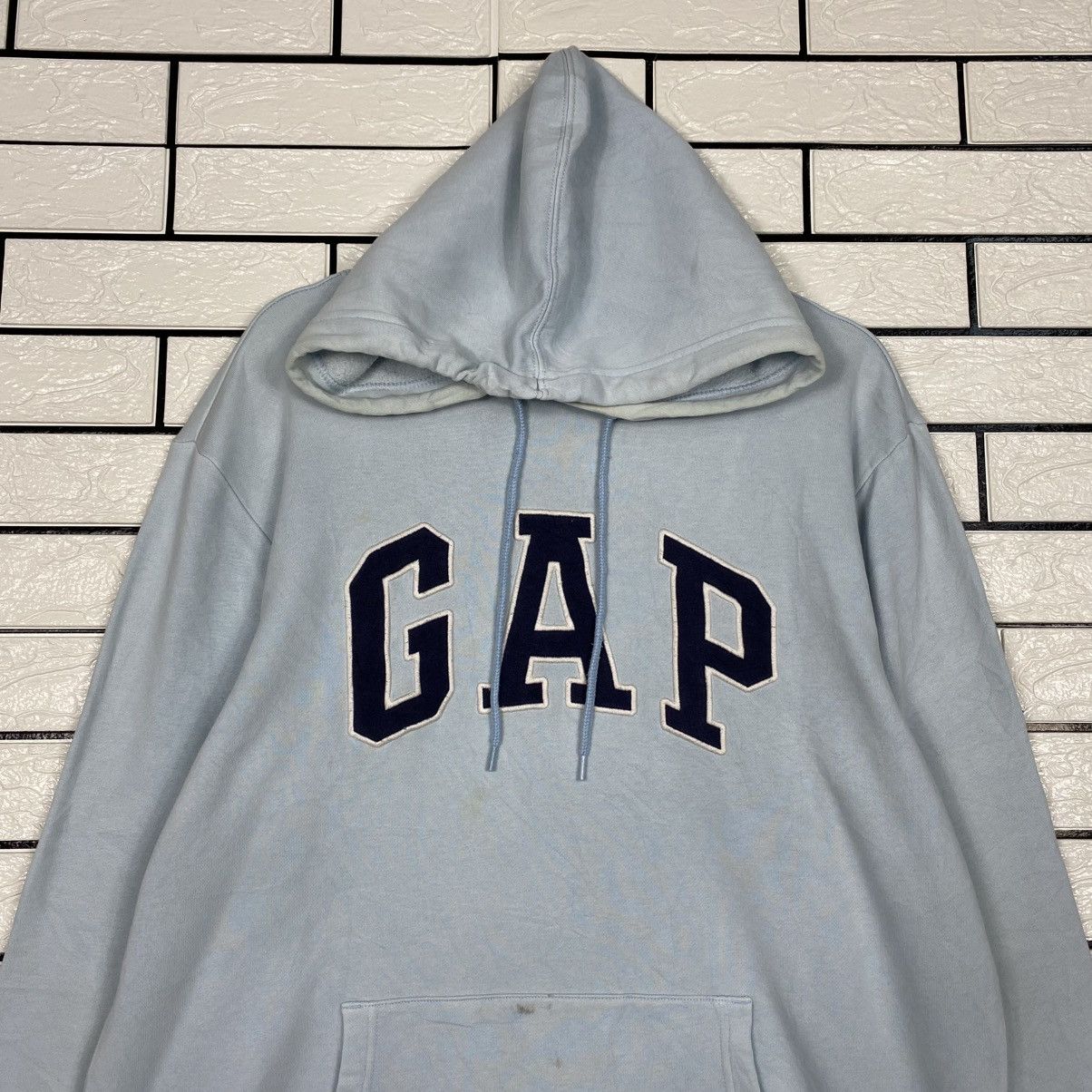 Japanese Brand 📌Baby Blue Gap Hoodie Pull Over Embroidery Size US L / EU 52-54 / 3 - 4 Thumbnail