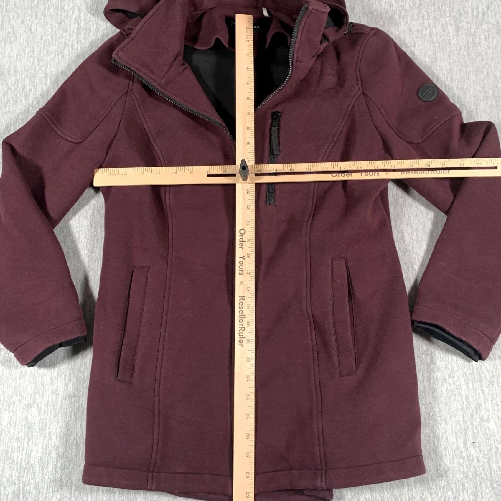 Vintage Andrew Marc Jacket Womens Medium Burgundy Hooded Softshell Full Zip Stretch Coat Size M / US 6-8 / IT 42-44 - 6 Thumbnail