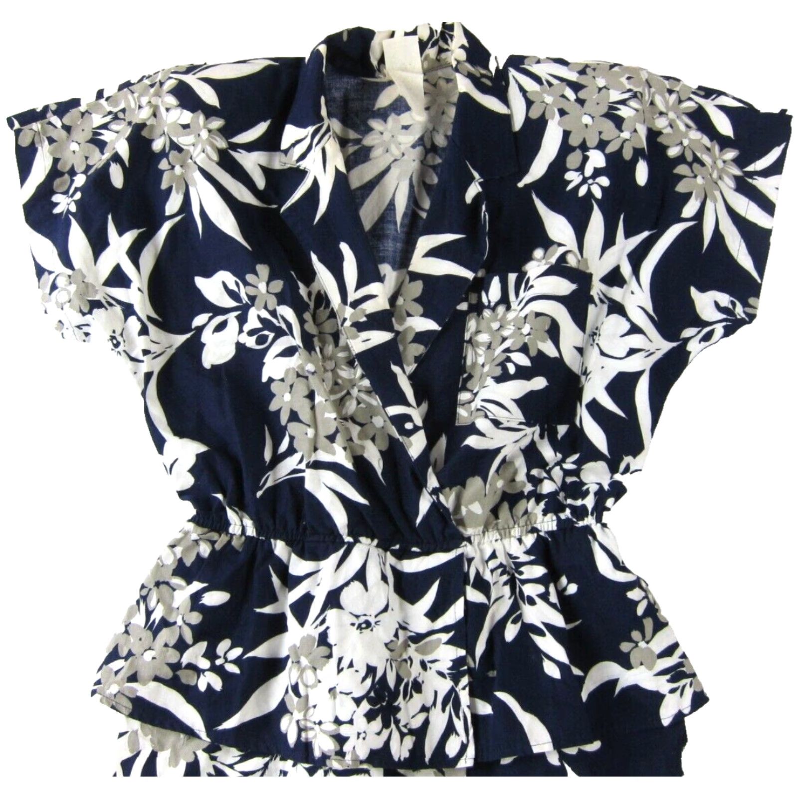 Vintage VINTAGE John Richard Floral Short Sleeve Peplum Dress blue White Grey 8 Women (Adult) Dress Size 30" / US 8 / IT 44 - 4 Thumbnail