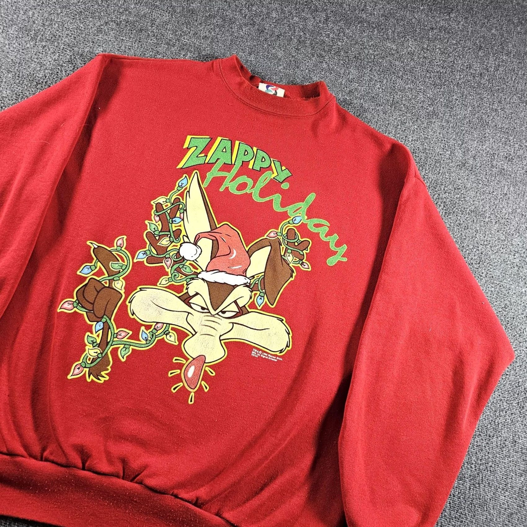 Vintage VINTAGE Signal Artwear Sweatshirt Wile E. Coyote Graphic Print Red 90s Christmas Mens Large L Pullover Fleece Holiday Pattern Size US L / EU 52-54 / 3 - 4 Thumbnail