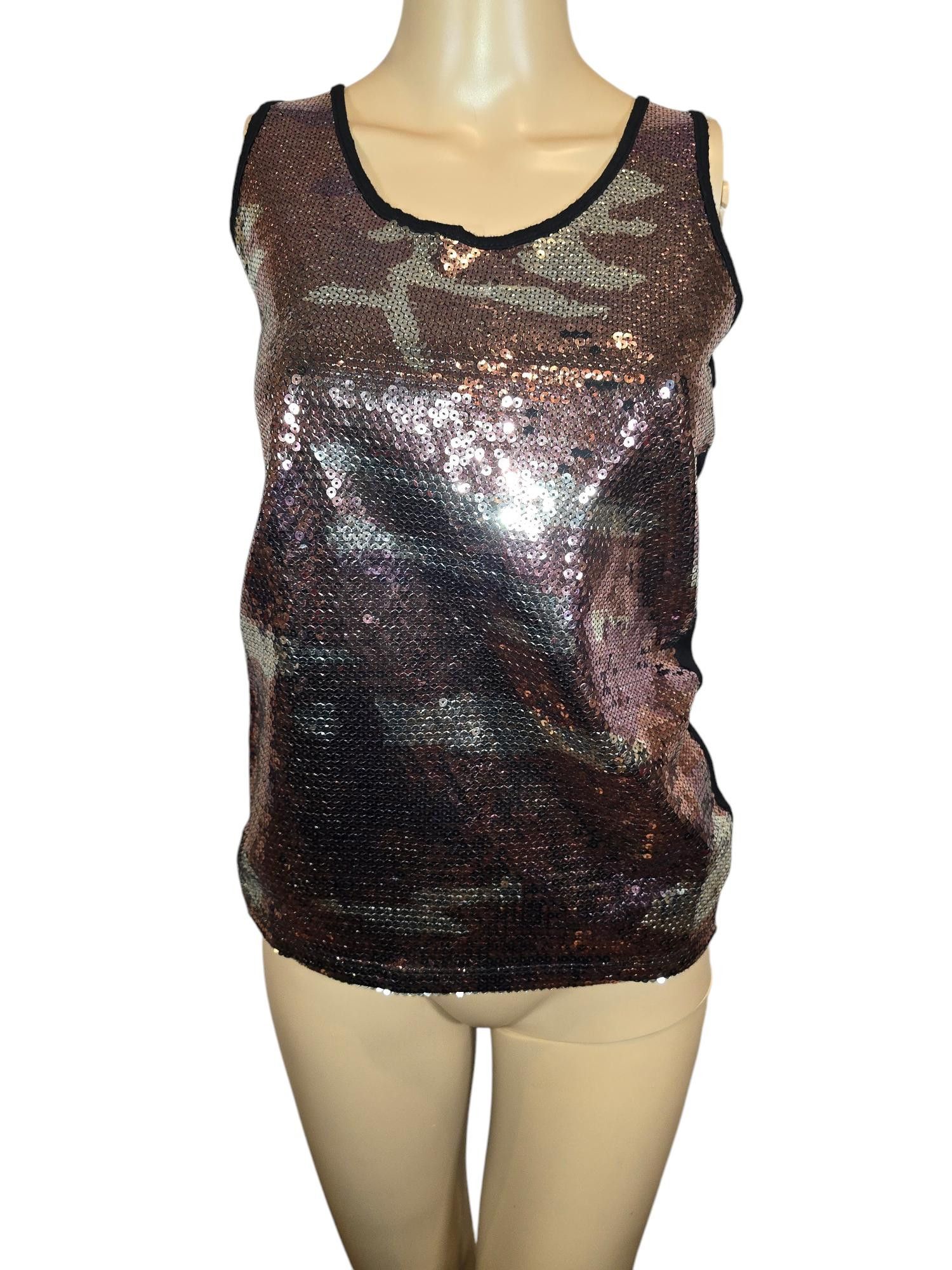 Designer Charming Charlie Sequin Camo Tank Top Size S / US 4 / IT 40 - 1 Thumbnail