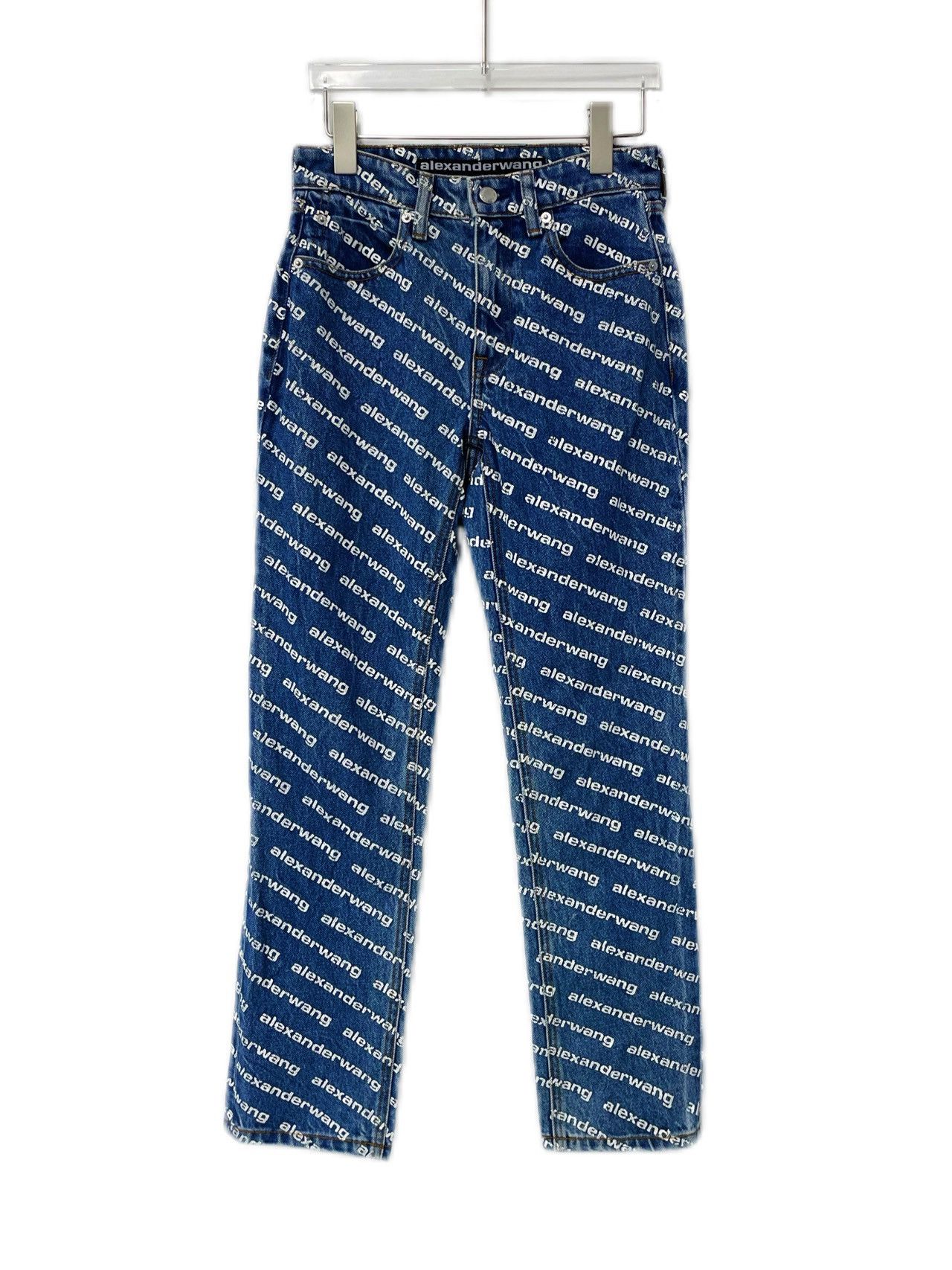 Alexander Wang Alexander Wang All Over Logo Printed Denim Pants K26WX Size 24" / US 00 / IT 34 - 1 Thumbnail