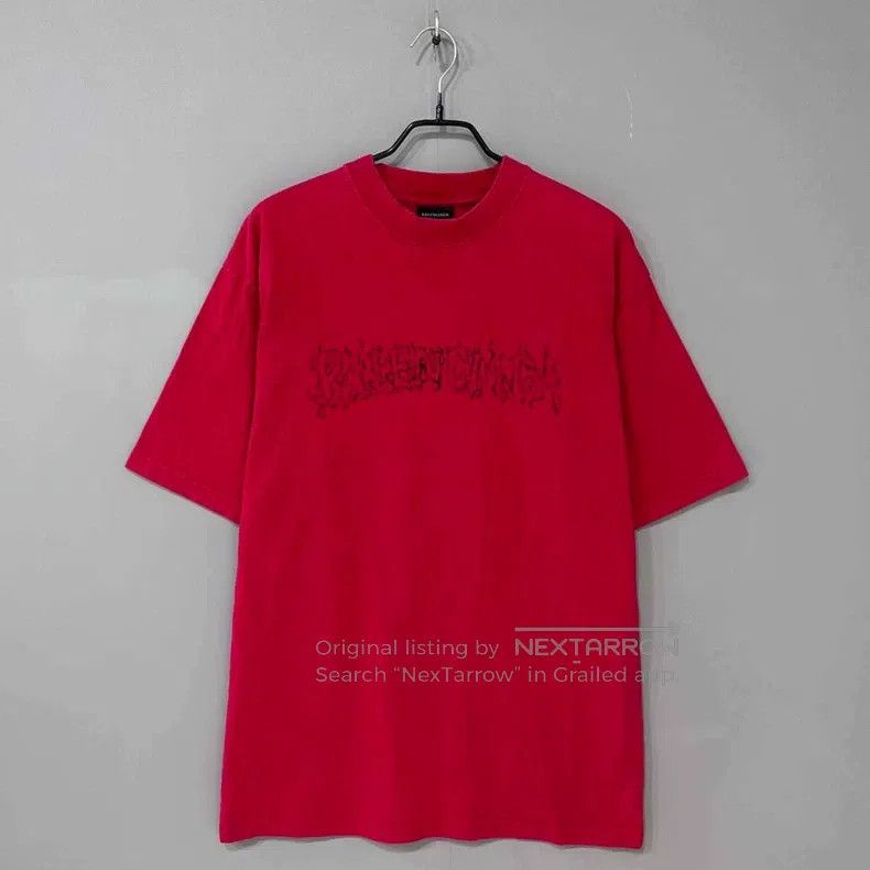 Balenciaga Red Flame Burst Printed Short Sleeve