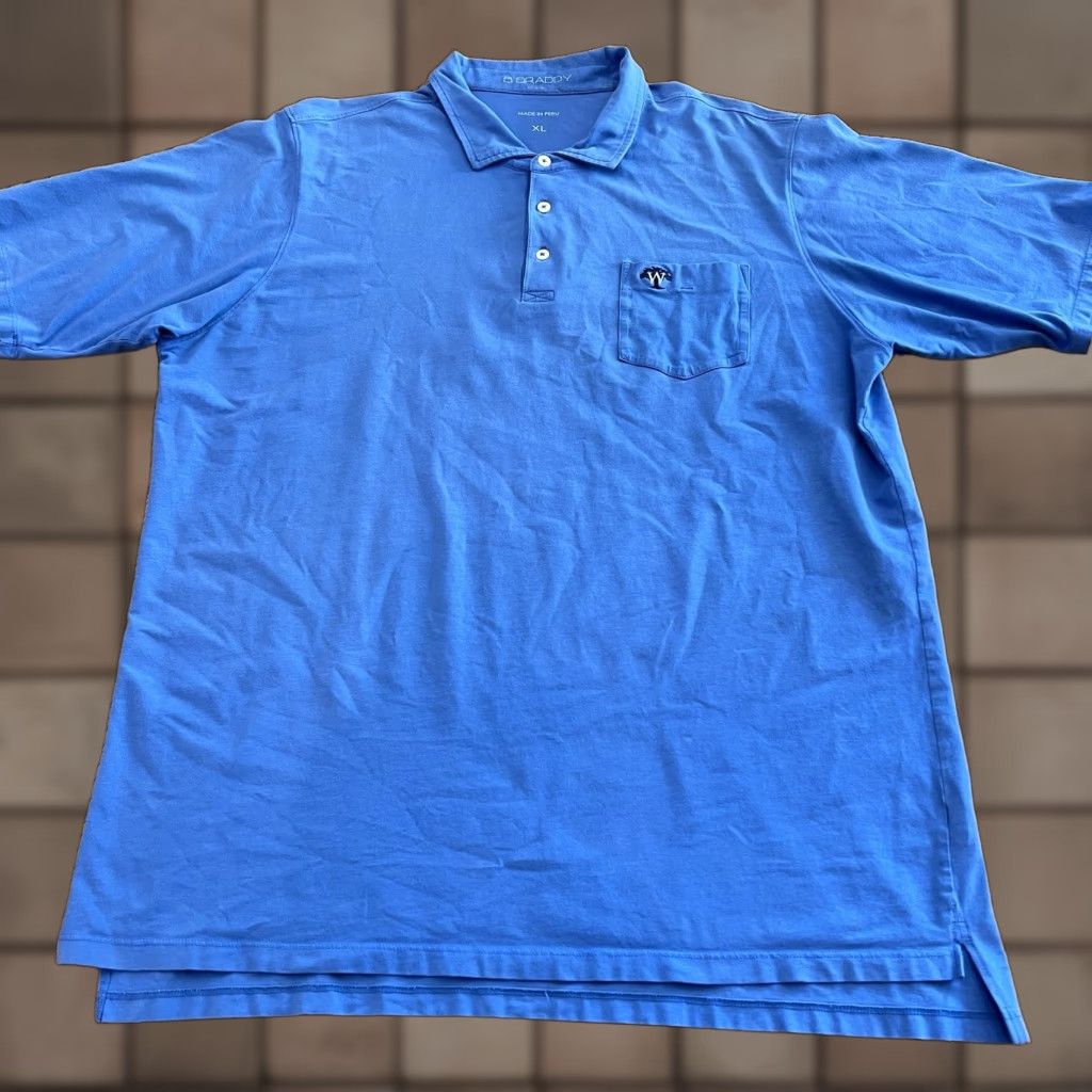 Vintage B. Draddy Mens Polo Shirt Blue Preppy Short Sleeve XL Regular Embroidered Logo Pima Cotton Golf Shirt Men’s Size US XL / EU 56 / 4 - 1 Thumbnail