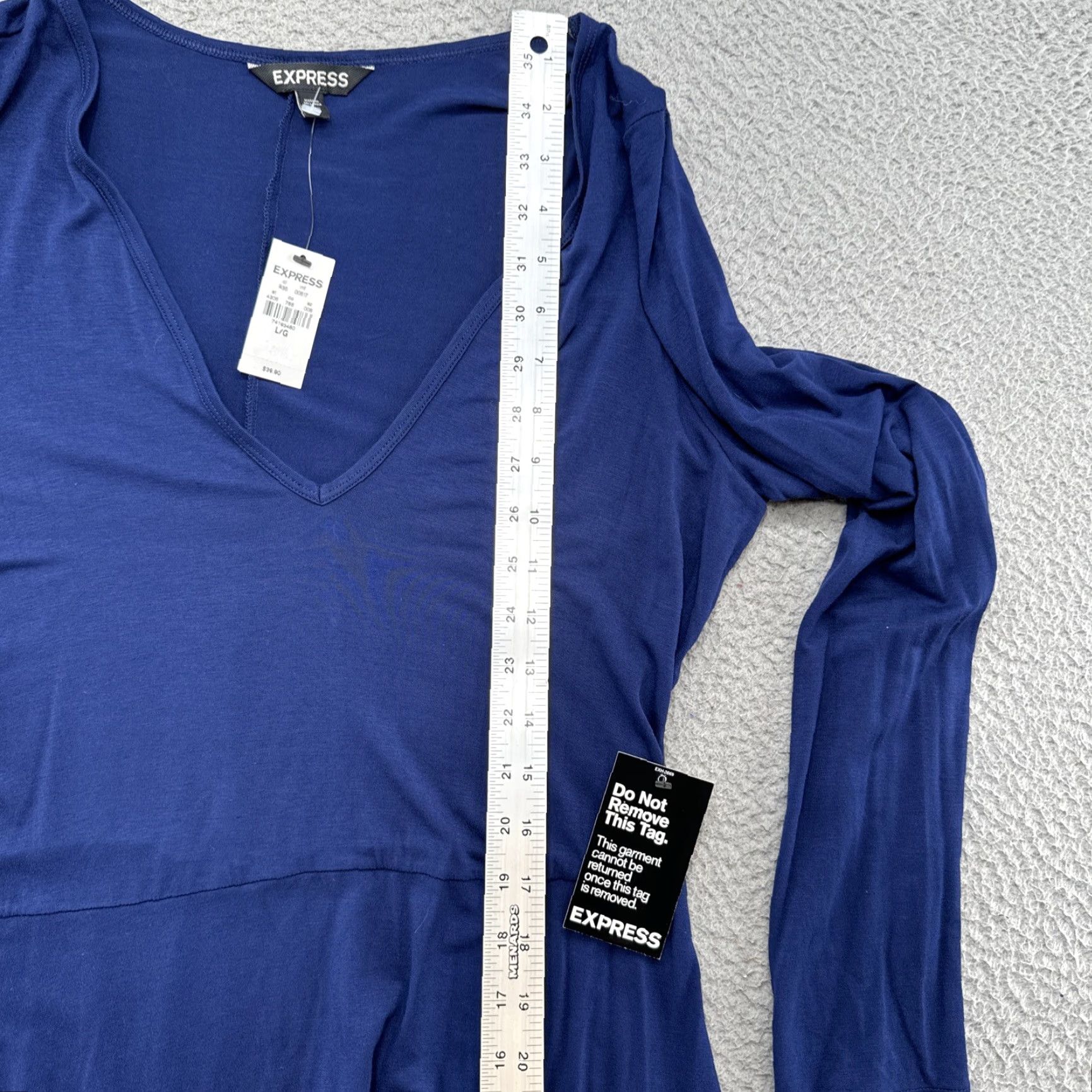 Express Express Shirt Dress Women’s Long Sleeve Navy Blue V Neck Size L NEW Size L / US 10 / IT 46 - 6 Thumbnail