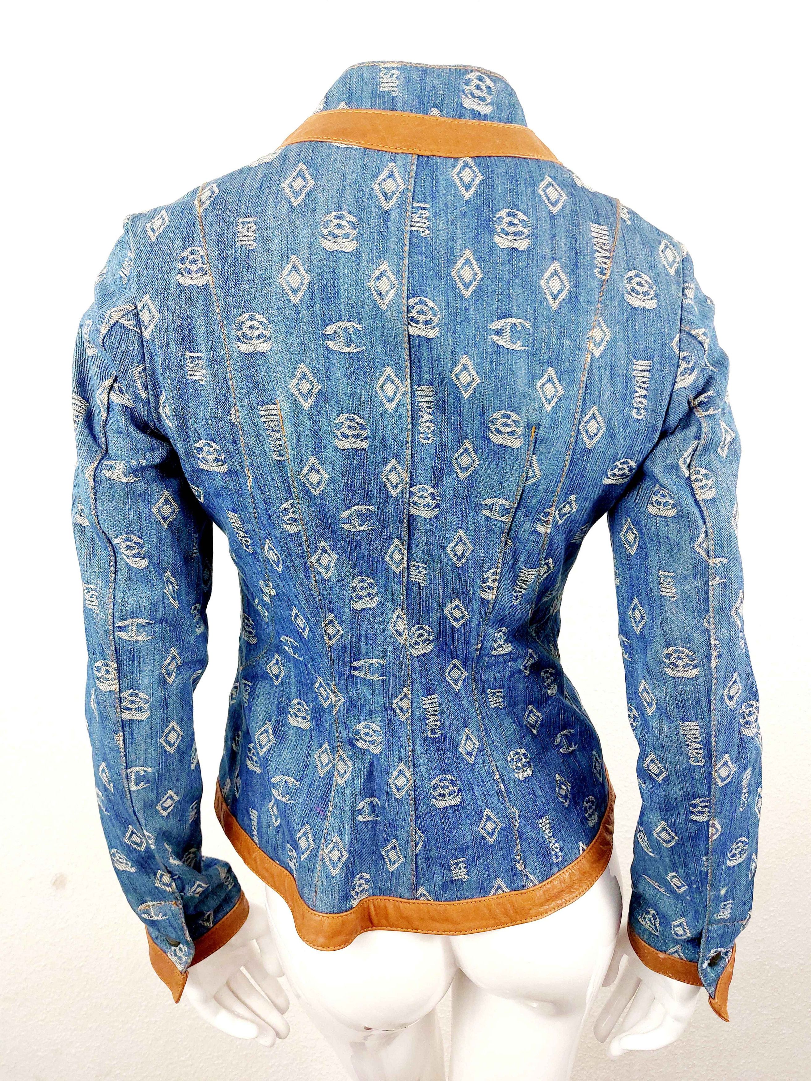 Roberto Cavalli Roberto Cavalli Leather Denim Monogram Logo Jeans Jacket Size S / US 4 / IT 40 - 13 Thumbnail