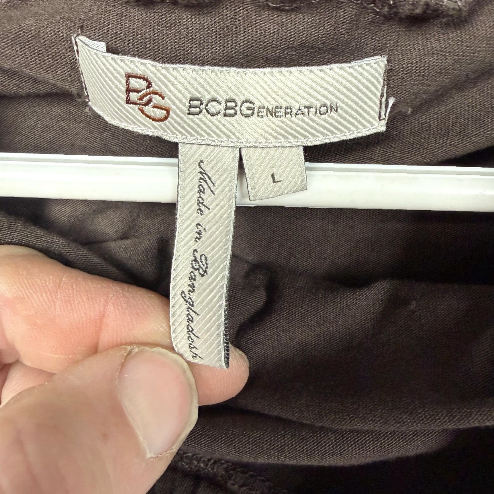 BCBGeneration BCBGeneration T-Shirt Long Sleeve Brown Cowl Neck Pockets Women L Regular Layering Indie Sleaze Soft Grunge Size L / US 10 / IT 46 - 5 Thumbnail