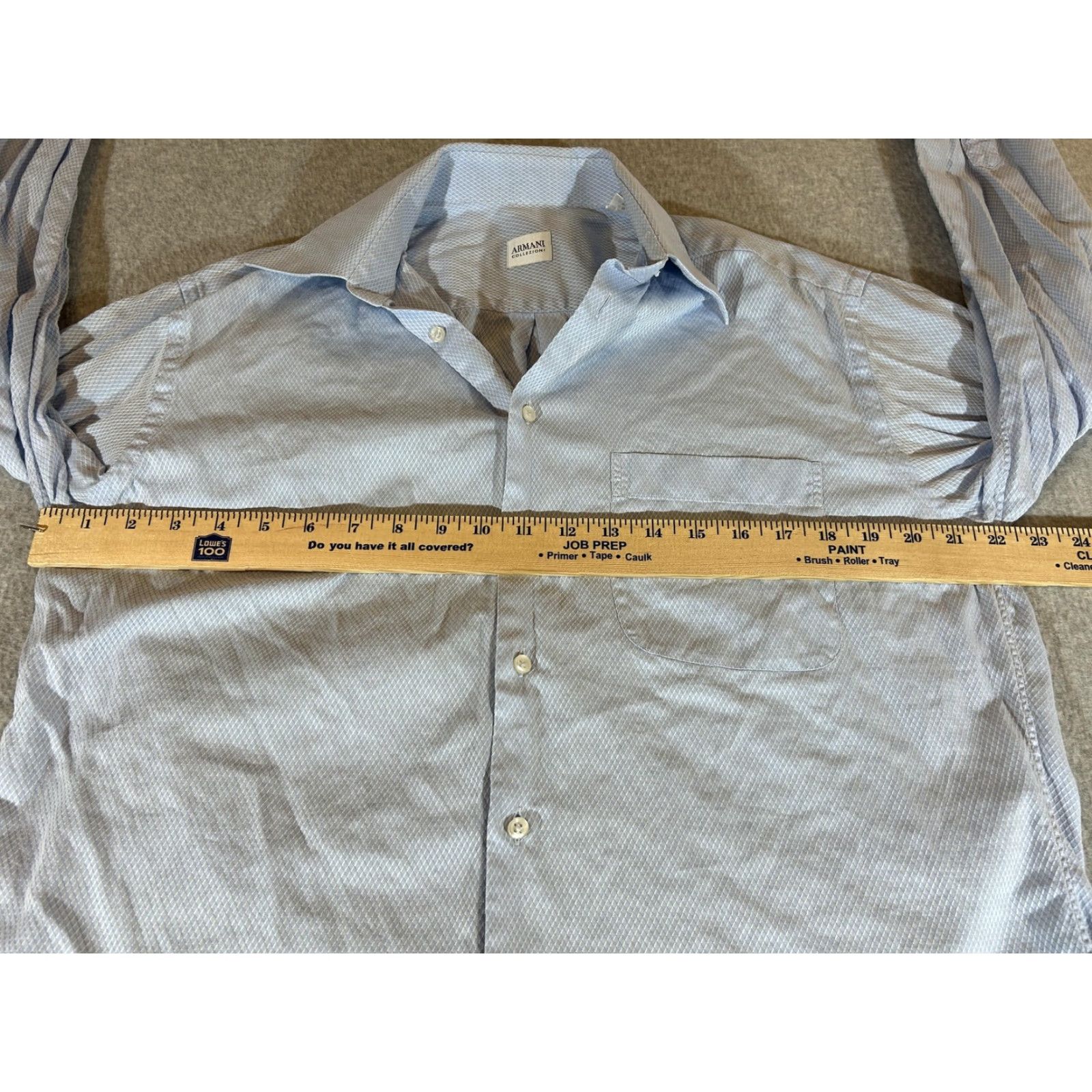Armani Armani Collezioni Shirt Men Large Blue Long Sleeve Dress Cotton Business Office Formal 15.5 Size 42R - 3 Thumbnail