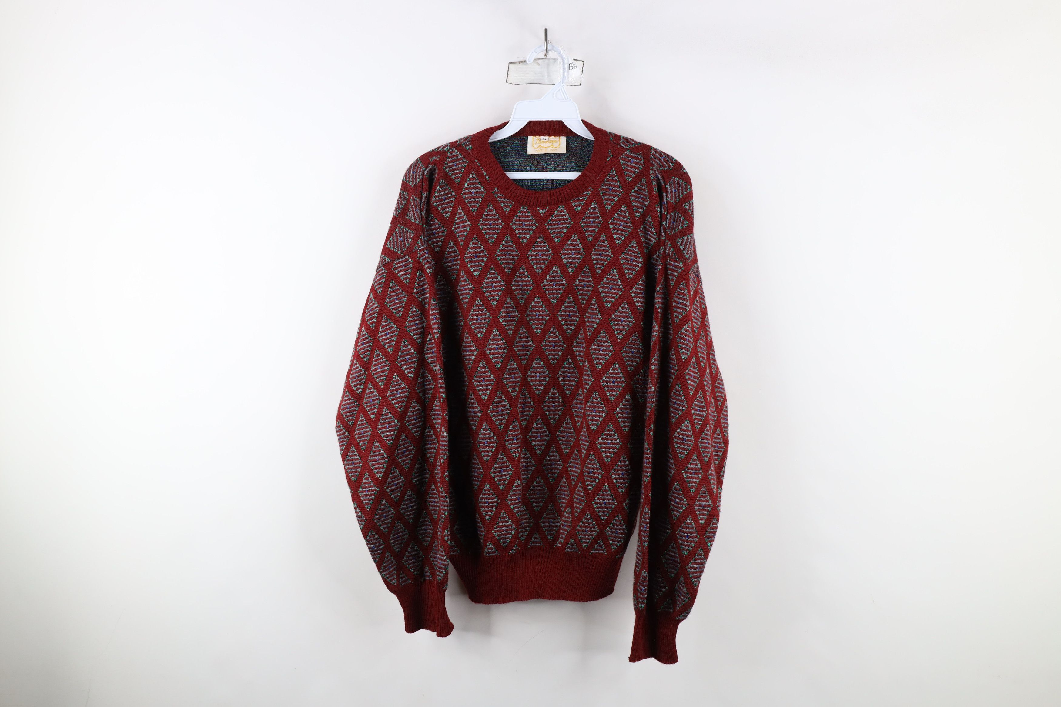 Vintage Vintage 90s Streetwear Blend Diamond Knit Crewneck Sweater Size US M / EU 48-50 / 2 - 1 Thumbnail
