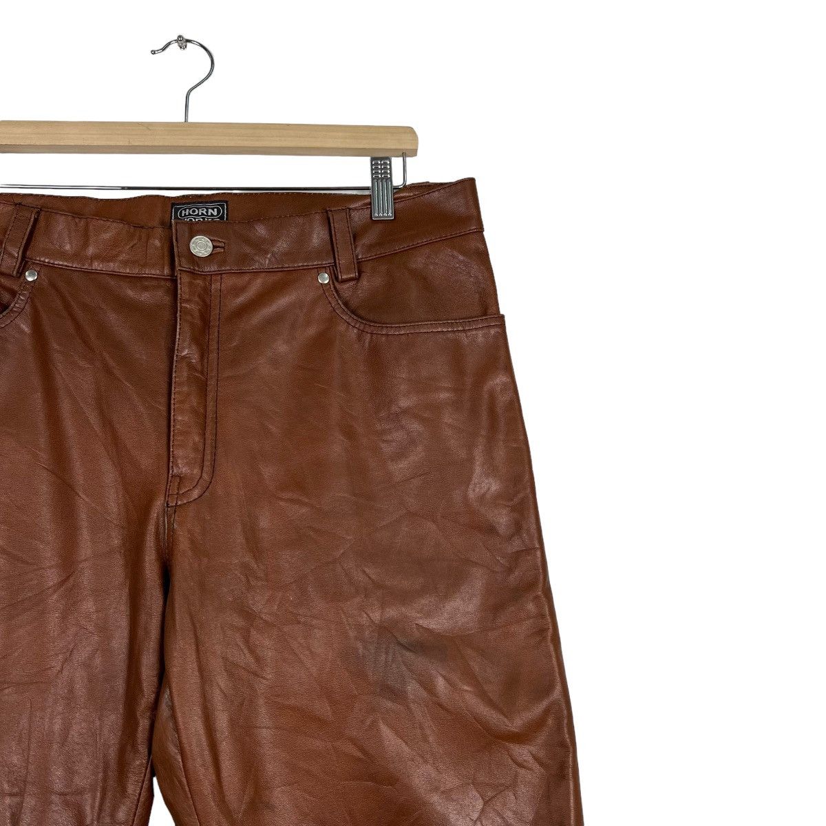 Issey Miyake 🔥 ISSEY MIYAKE HORN WORK LEATHER TROUSER PANTS Size US 36 / EU 52 - 6 Thumbnail