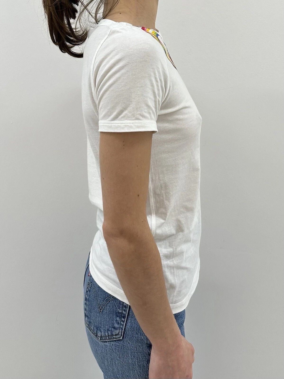 Sonia Rykiel Sonia Rykiel Womens Fitted Tee White Top Bow Print Size S / US 4 / IT 40 - 7 Thumbnail