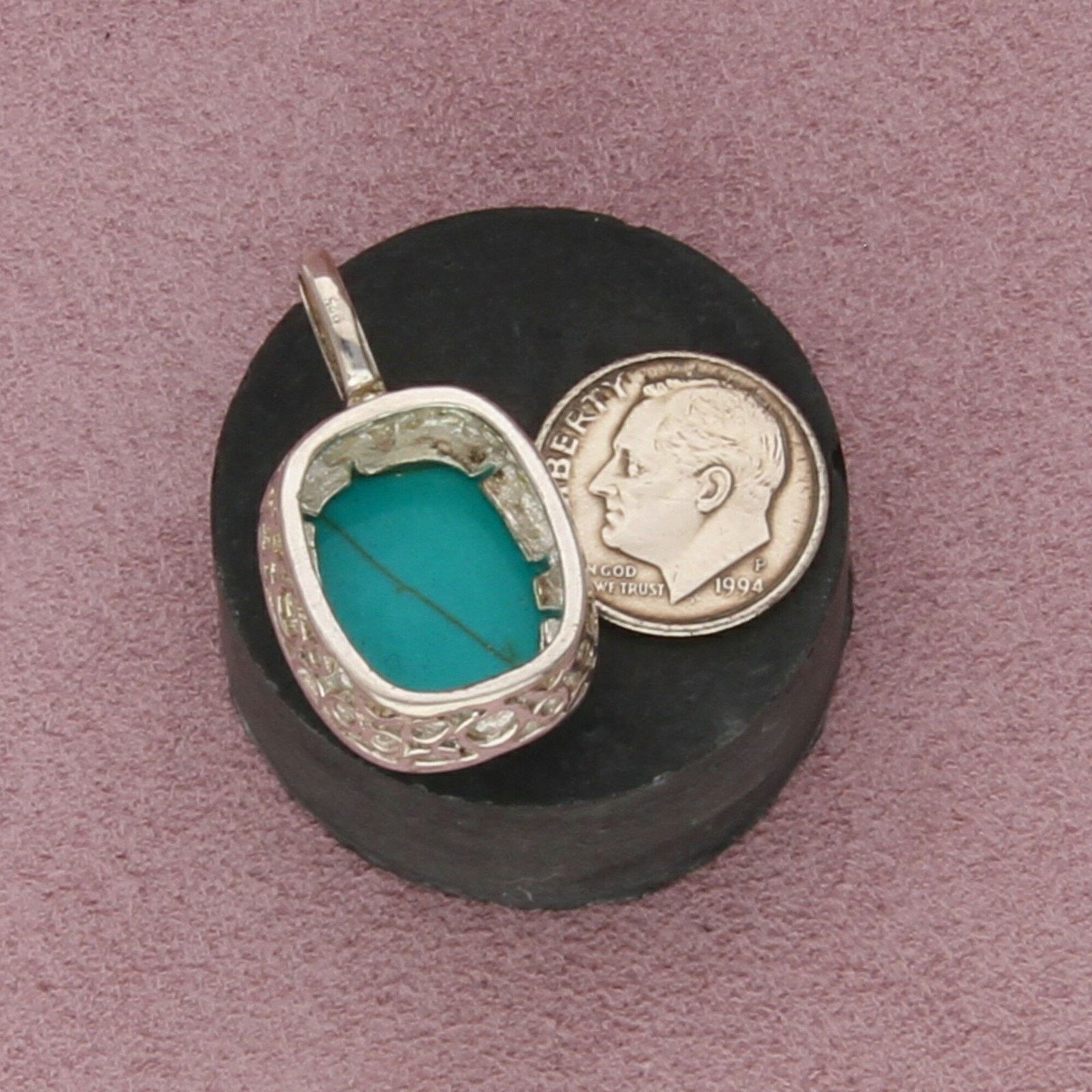 Sterling Silver sterling silver bezel-set turquoise pendant Size ONE SIZE - 3 Thumbnail