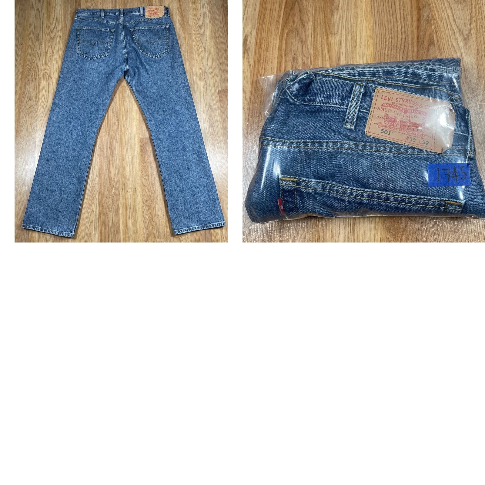 Levi's LEVI'S 501 Straight Leg Jeans Men’s 38Wx32L Blue Denim Button Fly 100% Cotton Size US 38 / EU 54 - 10 Thumbnail
