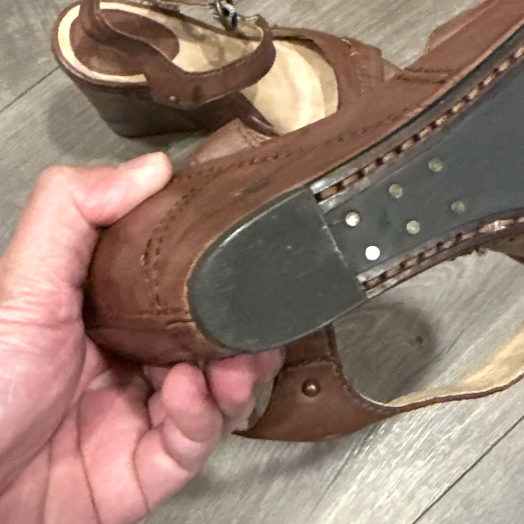 Frye FRYE Corrina Campus Wedge Sandals Size 7.5 Brown Leather Women Size US 7.5 / IT 37.5 - 6 Thumbnail