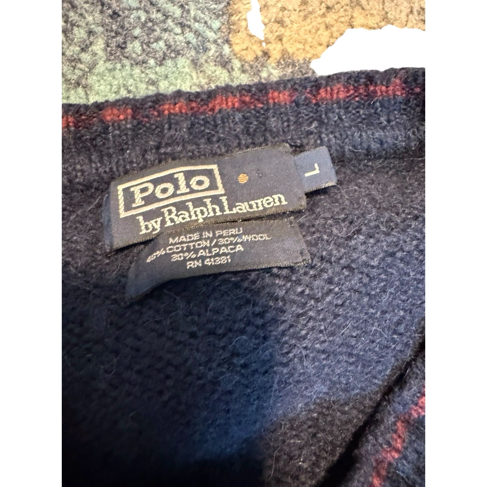 Polo Ralph Lauren VINTAGE Polo Ralph Lauren V-Neck Sweater L NAVY BLUE Alpaca Cotton Wool Men Regular Knit Golf Casual Shirt Size US L / EU 52-54 / 3 - 6 Thumbnail