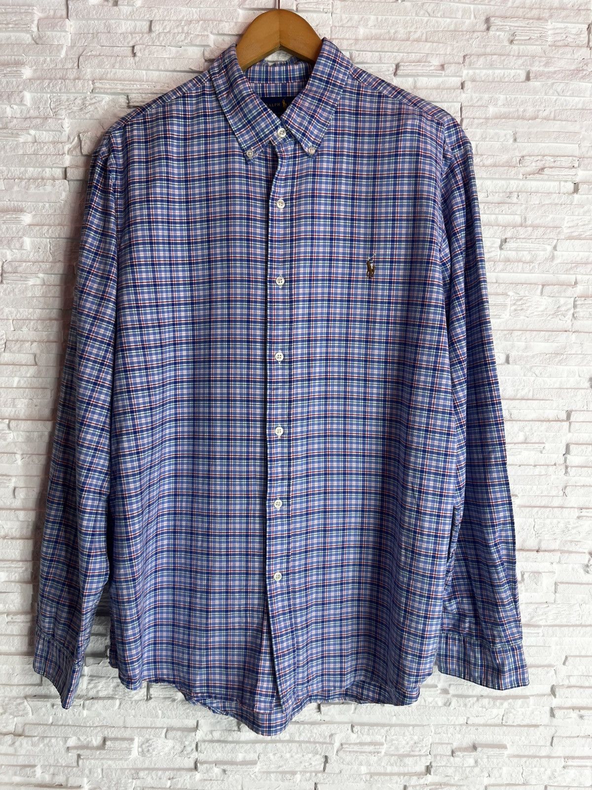 Ralph Lauren Ralph Lauren Classic Fit Plaid Shirt Blue Red Check Cotton Size US XL / EU 56 / 4 - 2 Thumbnail