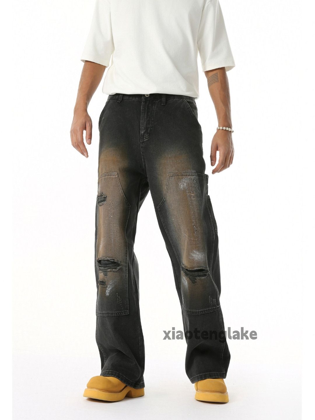 Jean × Vintage Utility skate hiphop washed faded loose stain cargo jeans Size US 32 / EU 48 - 3 Thumbnail