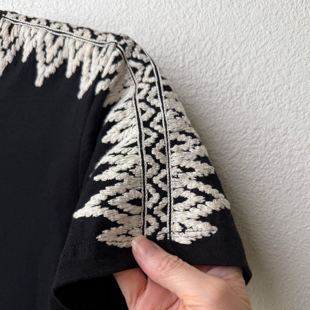 Other Pepin Black Short Sleeve Shirt with Embroidered Shoulders Size XS / US 0-2 / IT 36-38 - 5 Thumbnail