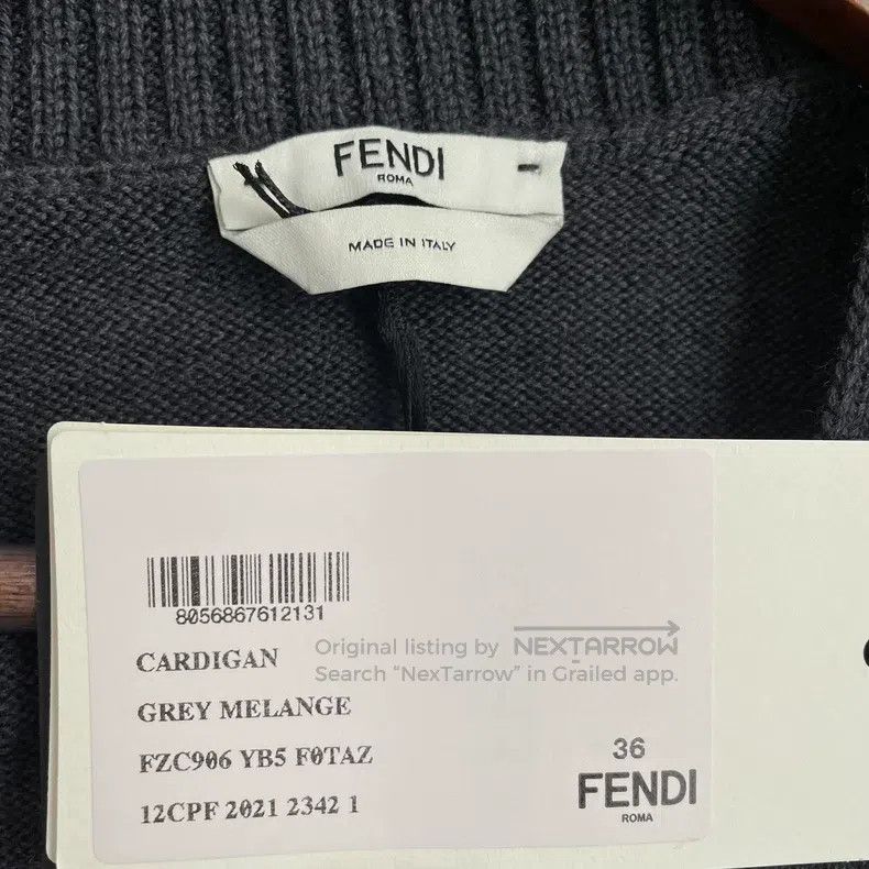 Fendi Fendi Charcoal gray cashmere V-neck cardigan sweater Size XXS / US 00 / IT 34 - 5 Thumbnail