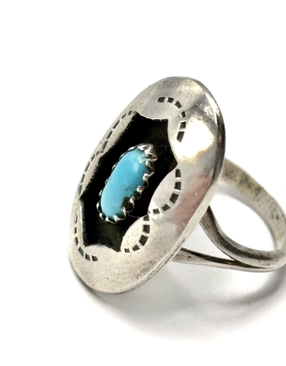 Sterling Silver Navajo .925 Sterling Silver Turquoise Ring Size ONE SIZE - 4 Thumbnail