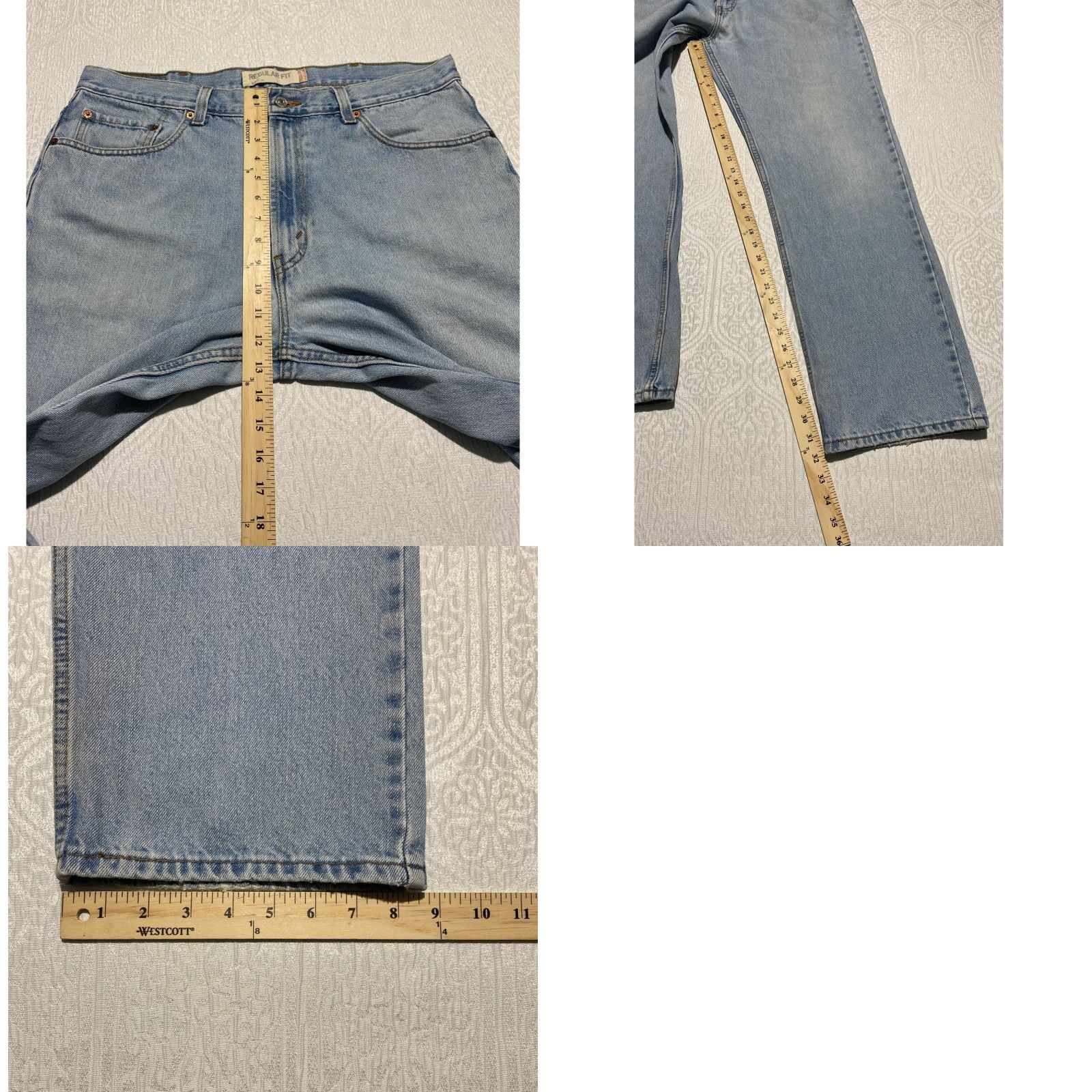 Levi's Levis 505 Regular Fit Jeans Mens 38×32 Light Wash Blue Denim Pants Size US 38 / EU 54 - 8 Thumbnail