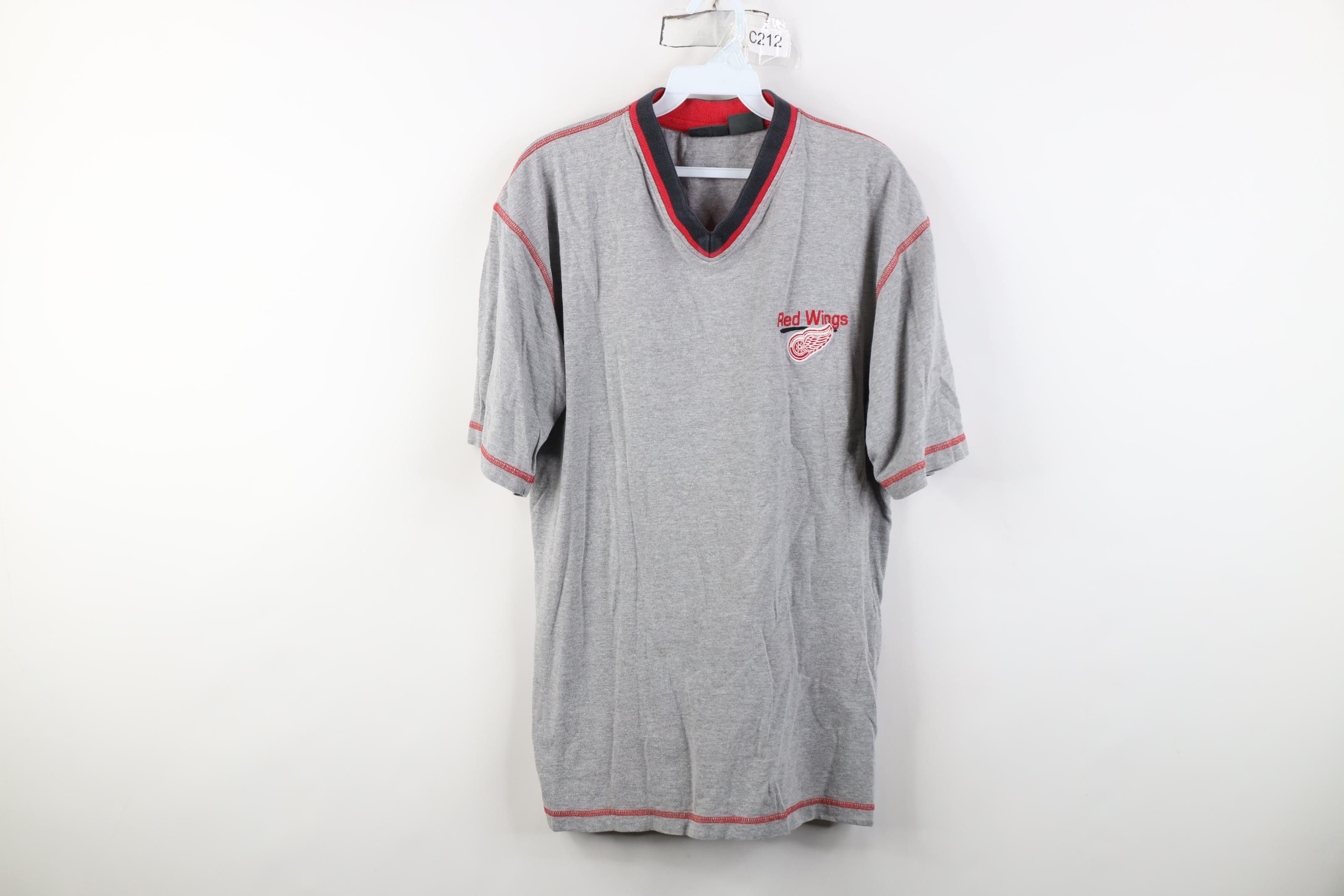 Vintage Vintage 90s Red Wings Hockey Short Sleeve V-Neck T-Shirt Size US M / EU 48-50 / 2 - 1 Thumbnail
