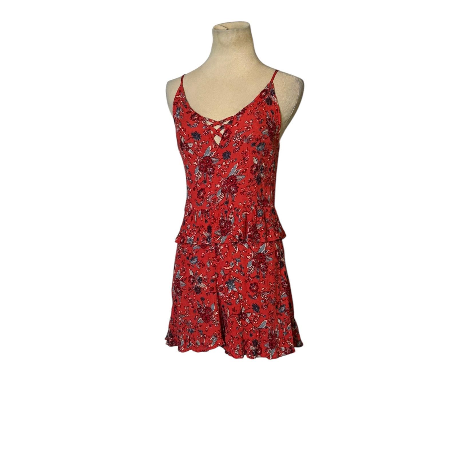 American Eagle Outfitters American Eagle red blue tank romper size 4 Size 27" / US 4 / IT 40 - 10 Thumbnail