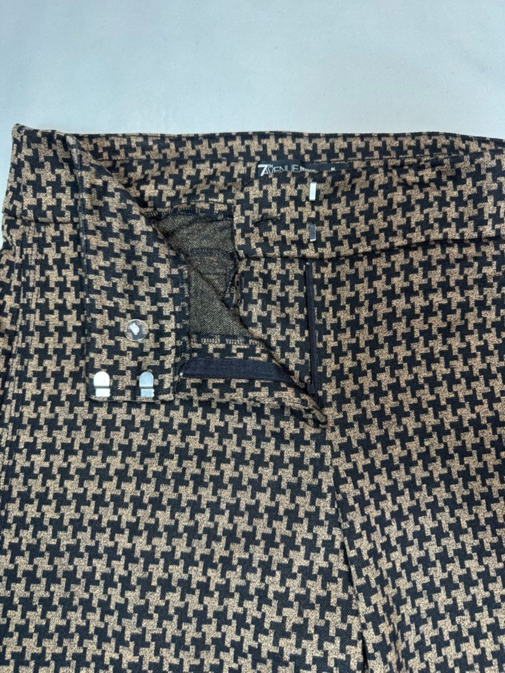 Other 7Th Avenue New York & Company Jersey Houndstooth Brown Trou Size 32" / US 10 / IT 46 - 5 Thumbnail