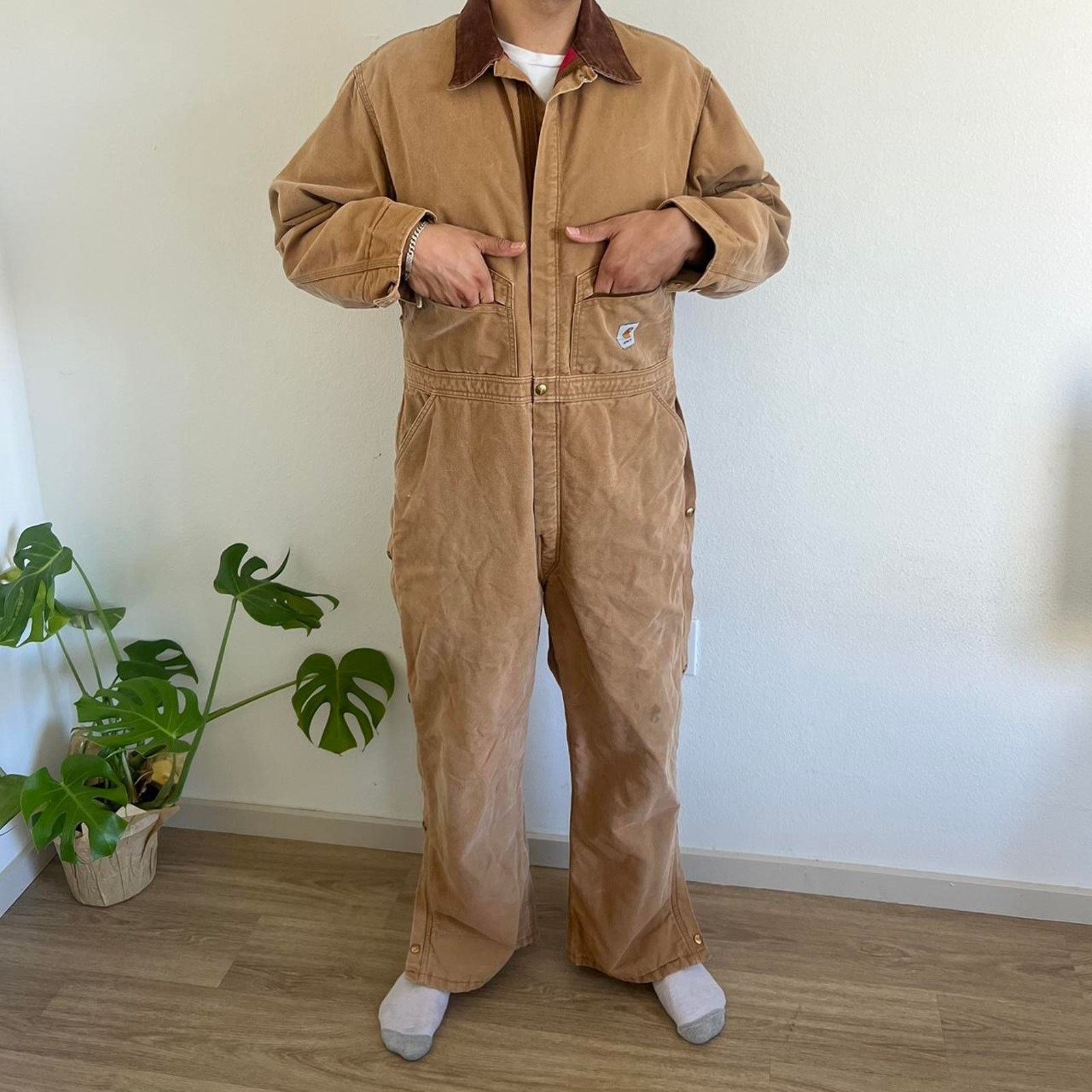 Carhartt Carhartt tan coveralls jumpsuit red insulation Size US 44 / EU 60 - 2 Thumbnail