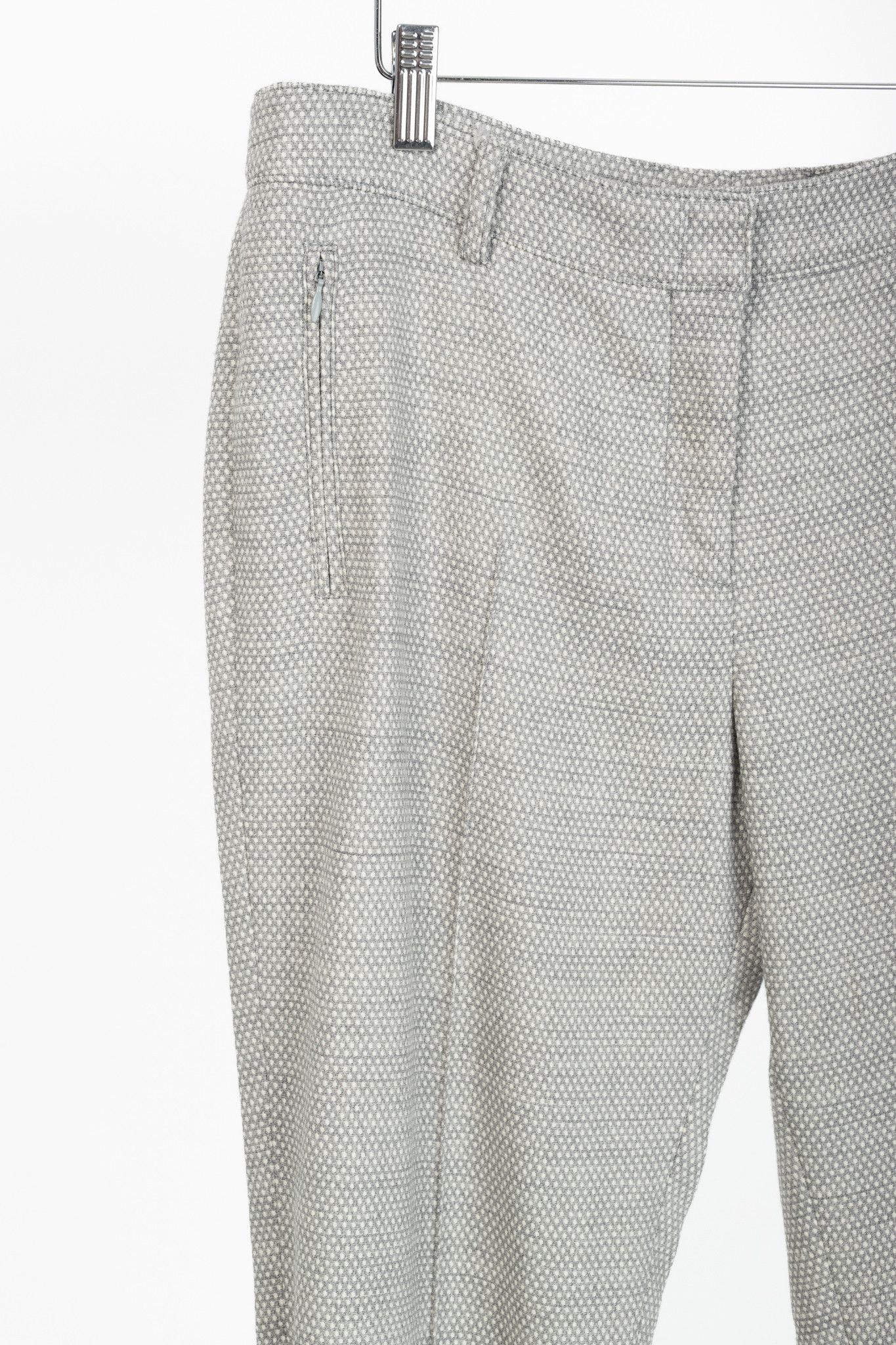 Akris Akris Punto Grey Polka-Dot Wool-Flannel Slim Trousers Size 34" / US 12 / IT 48 - 4 Thumbnail