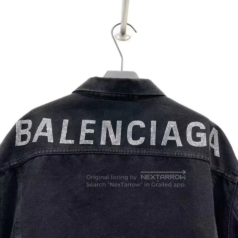 Balenciaga Balenciaga Black Denim Jacket with Back Diamond Big Logo Size XS / US 0-2 / IT 36-38 - 3 Thumbnail