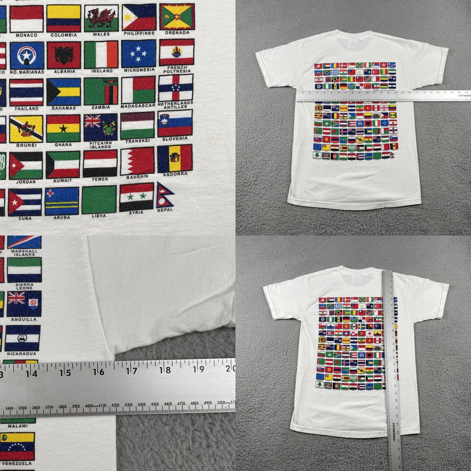 Port & Company VINTAGE Port & Company White Shirt T-Shirt Crew Neck Short Sleeve S Men's World Flags 90s Y2k Travel Abroad Culture Ships Planes Size US S / EU 44-46 / 1 - 10 Thumbnail