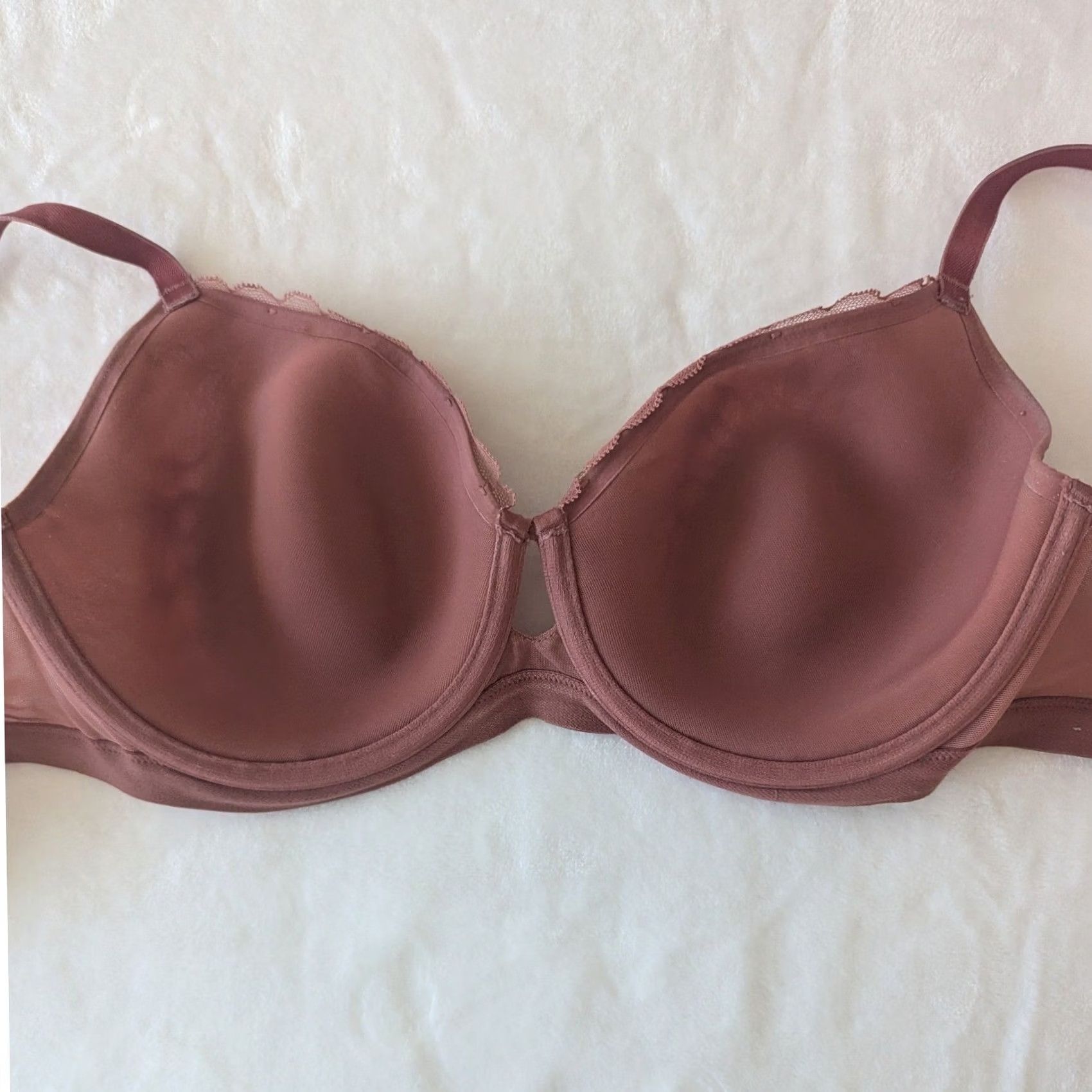 Vintage Soma Lightly Lined Perfect Coverage Bra 36D Mauve Lace Underwire Full Coverage Bra Mens Womens Size ONE SIZE - 3 Thumbnail