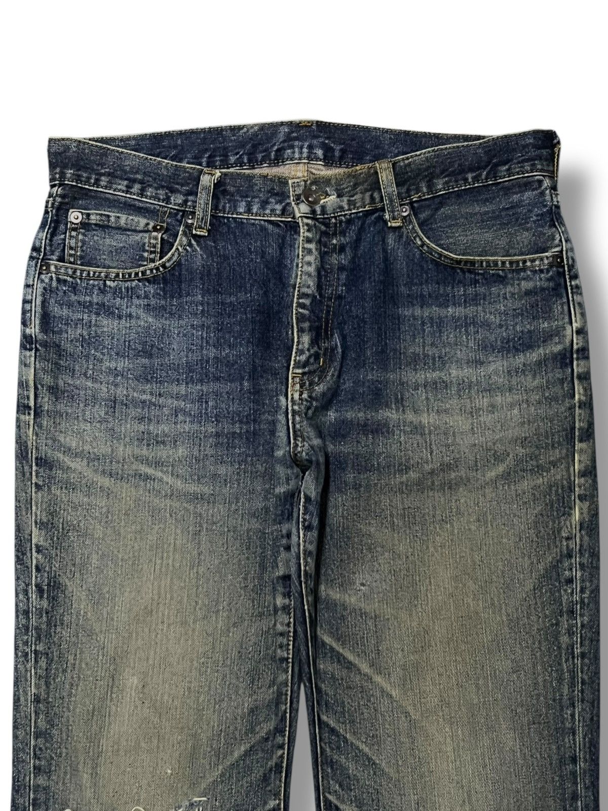 Uniqlo Bootcut Vintage 00s Uniqlo - Faded Whiskering Mud Wash Jeans Size US 34 / EU 50 - 4 Thumbnail